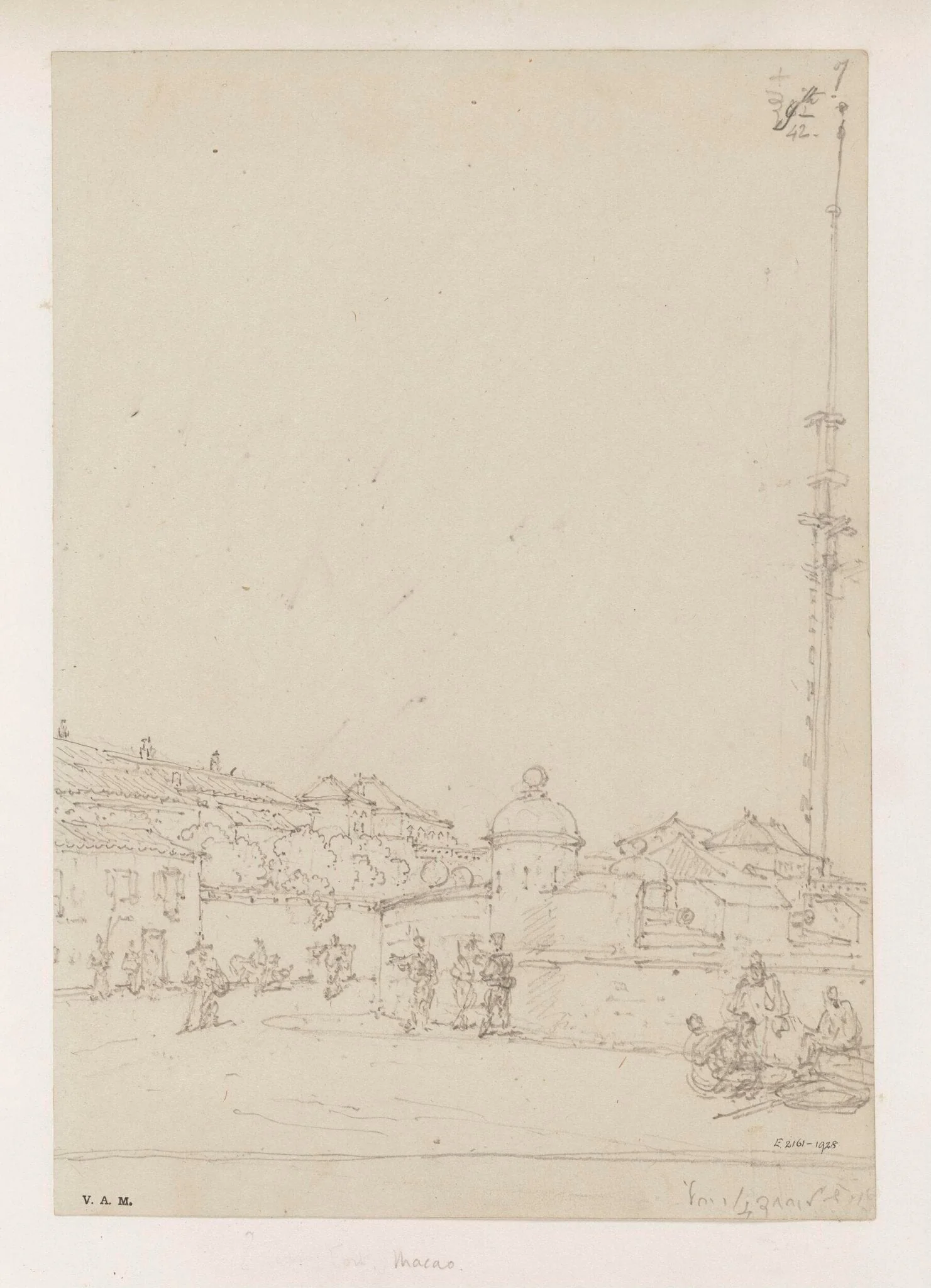 The fort of S. Pedro, Macau, by George Chinnery, 10