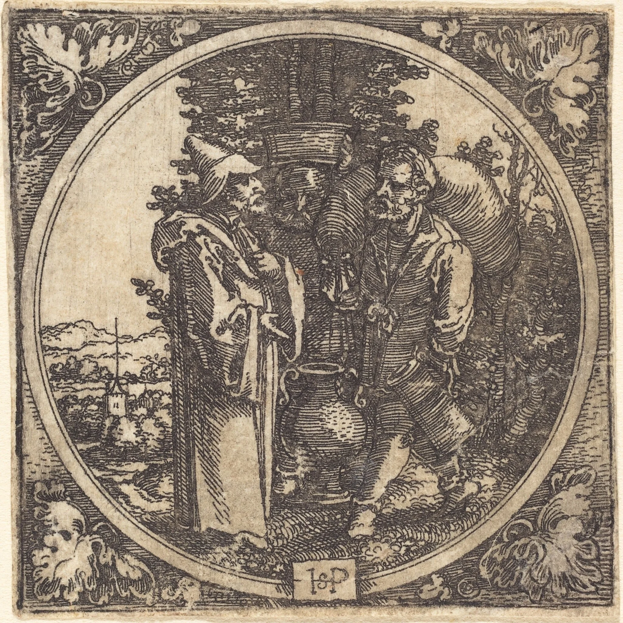 Solon and Two Peasants, by Sebald Beham, ink, 1526