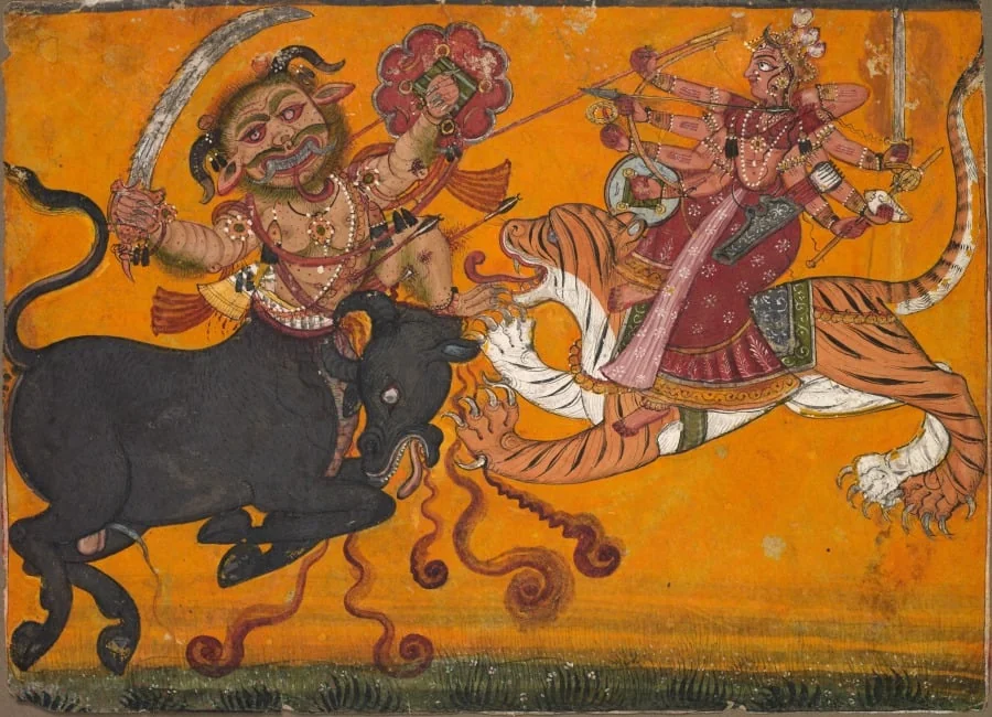 Durga Slaying Mahisha, by Unknown, unspecified, 1705