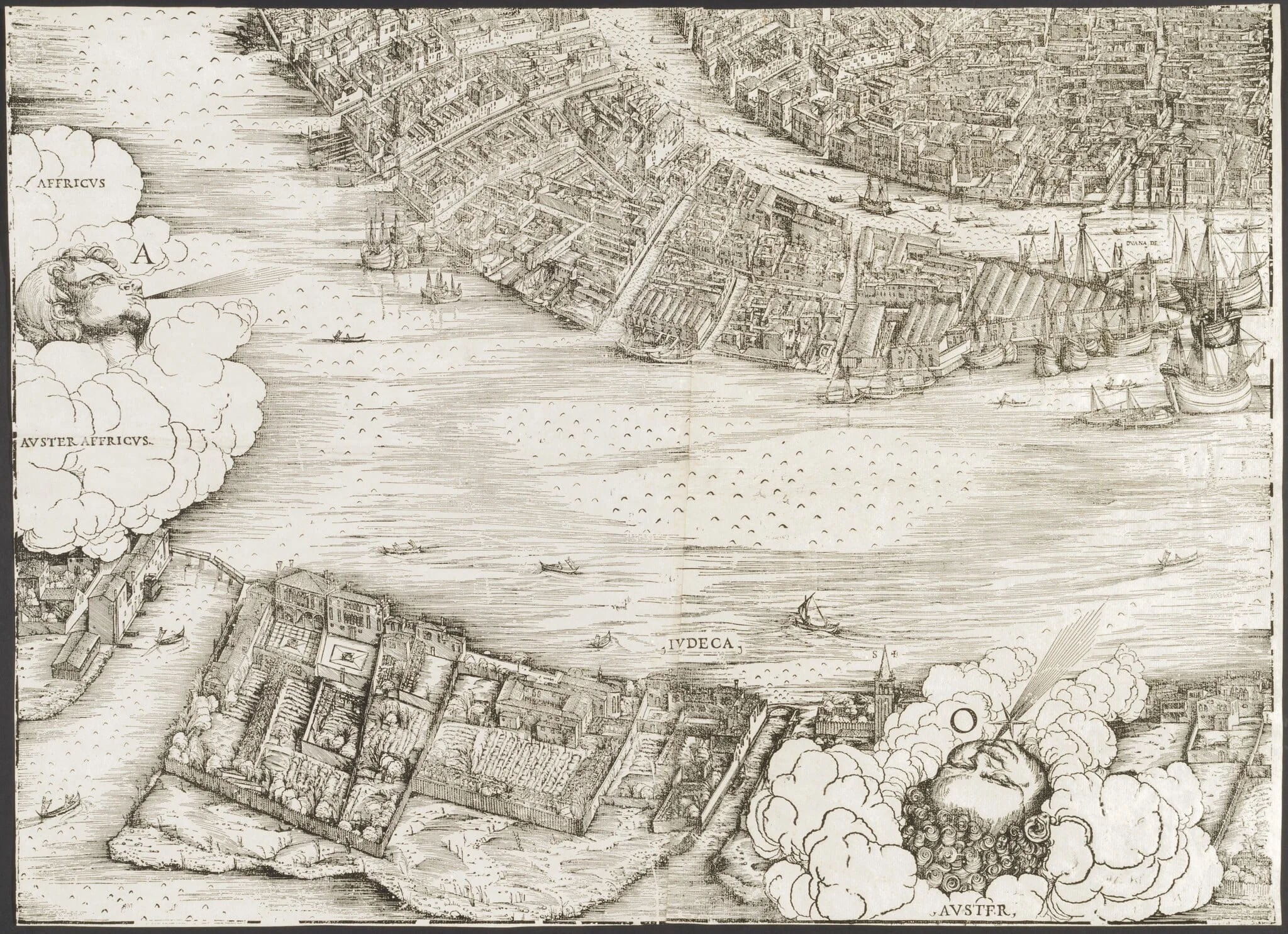 View of Venice [lower left block], by Jacopo de' Barbari, ink, 1500