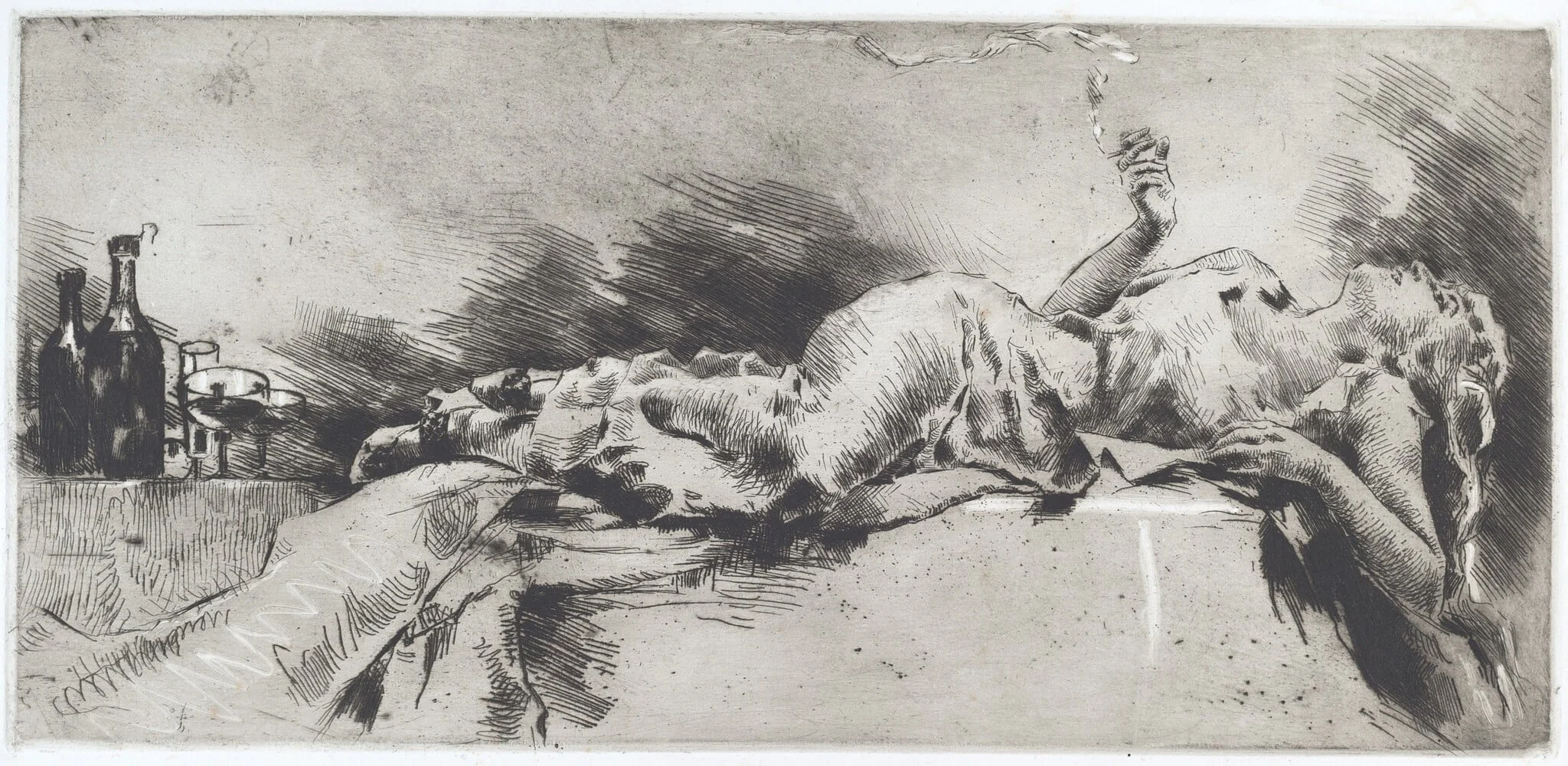 Intoxication (Ebbrezza), by Luigi Conconi, ink, 1888