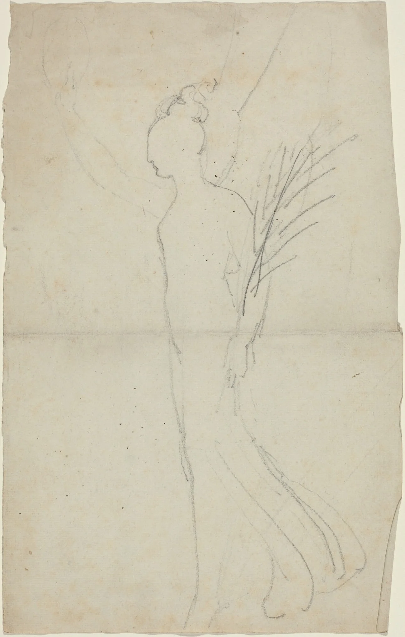Striding Female with Palm, by John Flaxman, graphite, 1790