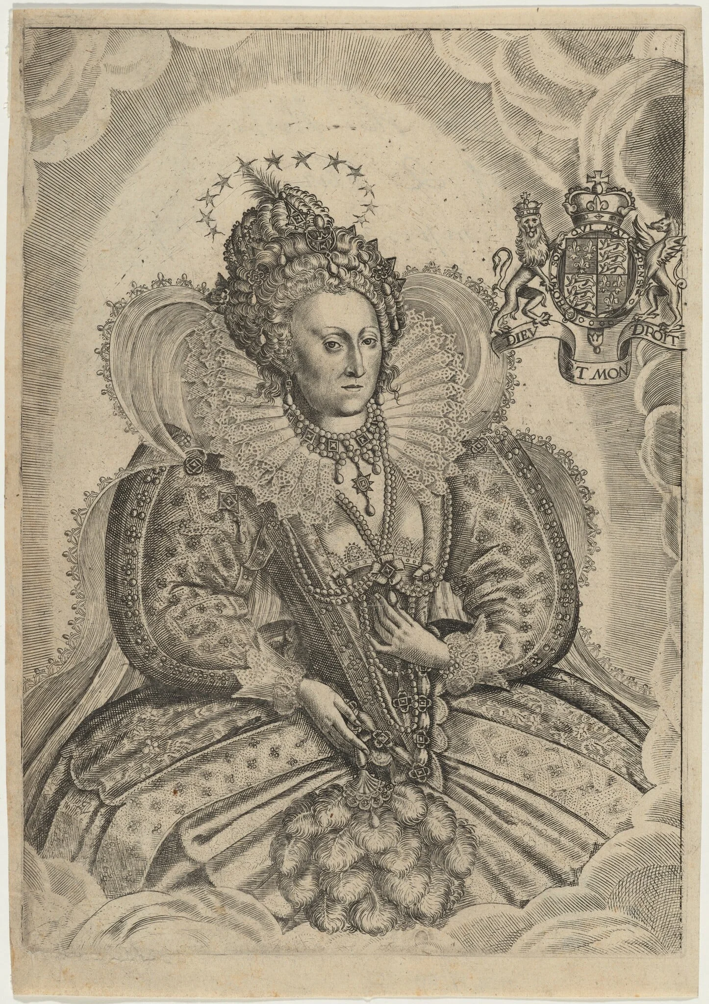 Queen Elizabeth, by Francis Delaram, ink, 1630