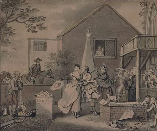 A Group at a Church Porch