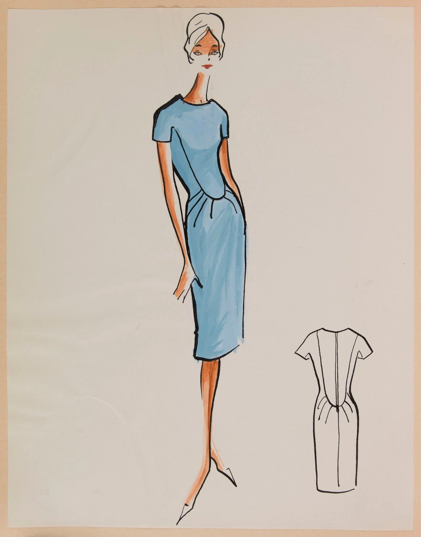 Robe ajustée bleu ciel, by Marie-Louise Carven, 1959