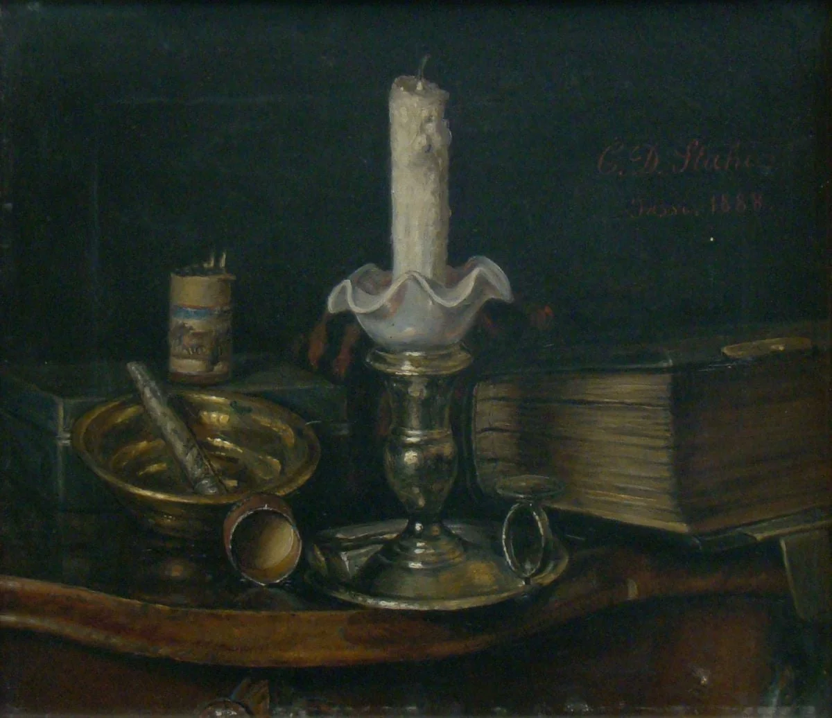 Natură statică cu sfeșnic, by Constantin Daniel Stahi, unspecified, 1888