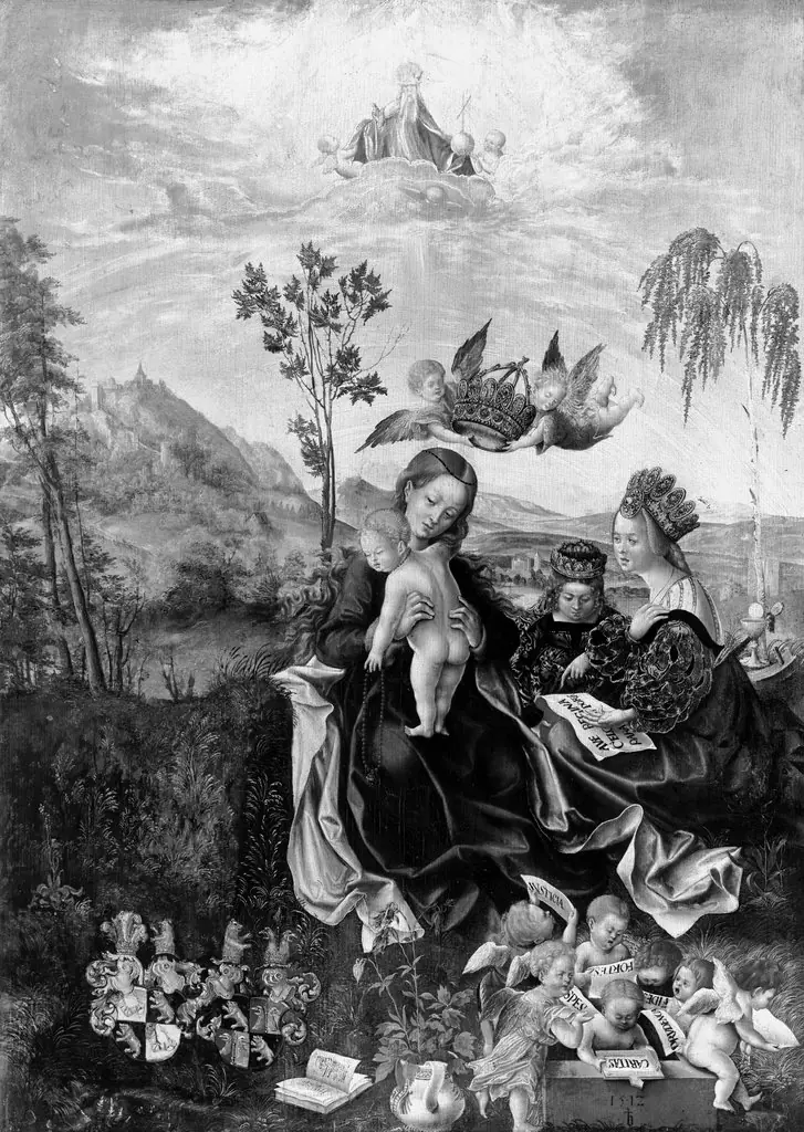 Mary with the child, Saint Catherine, Saint Barbara and angels