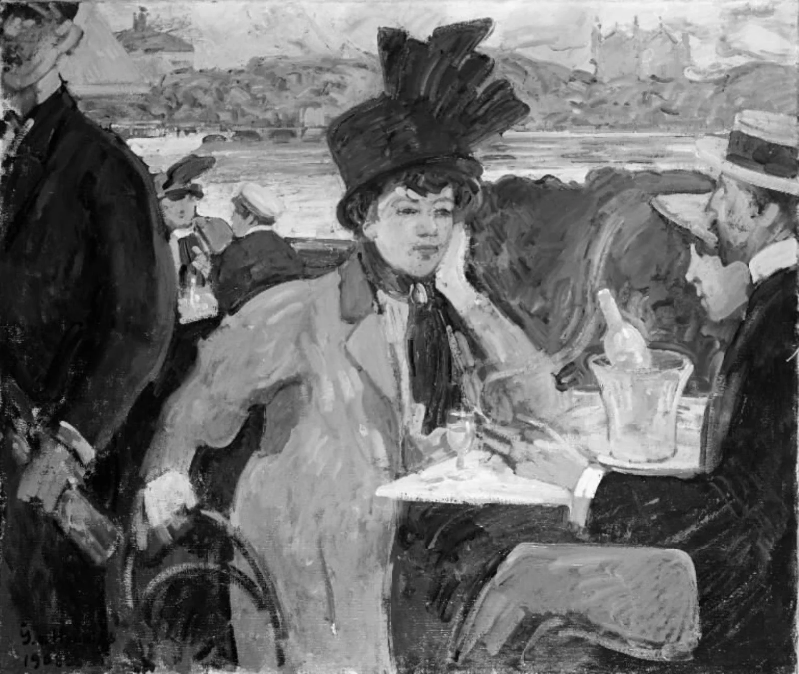 On the Terrace, by Gösta von Hennigs, oil, 1908