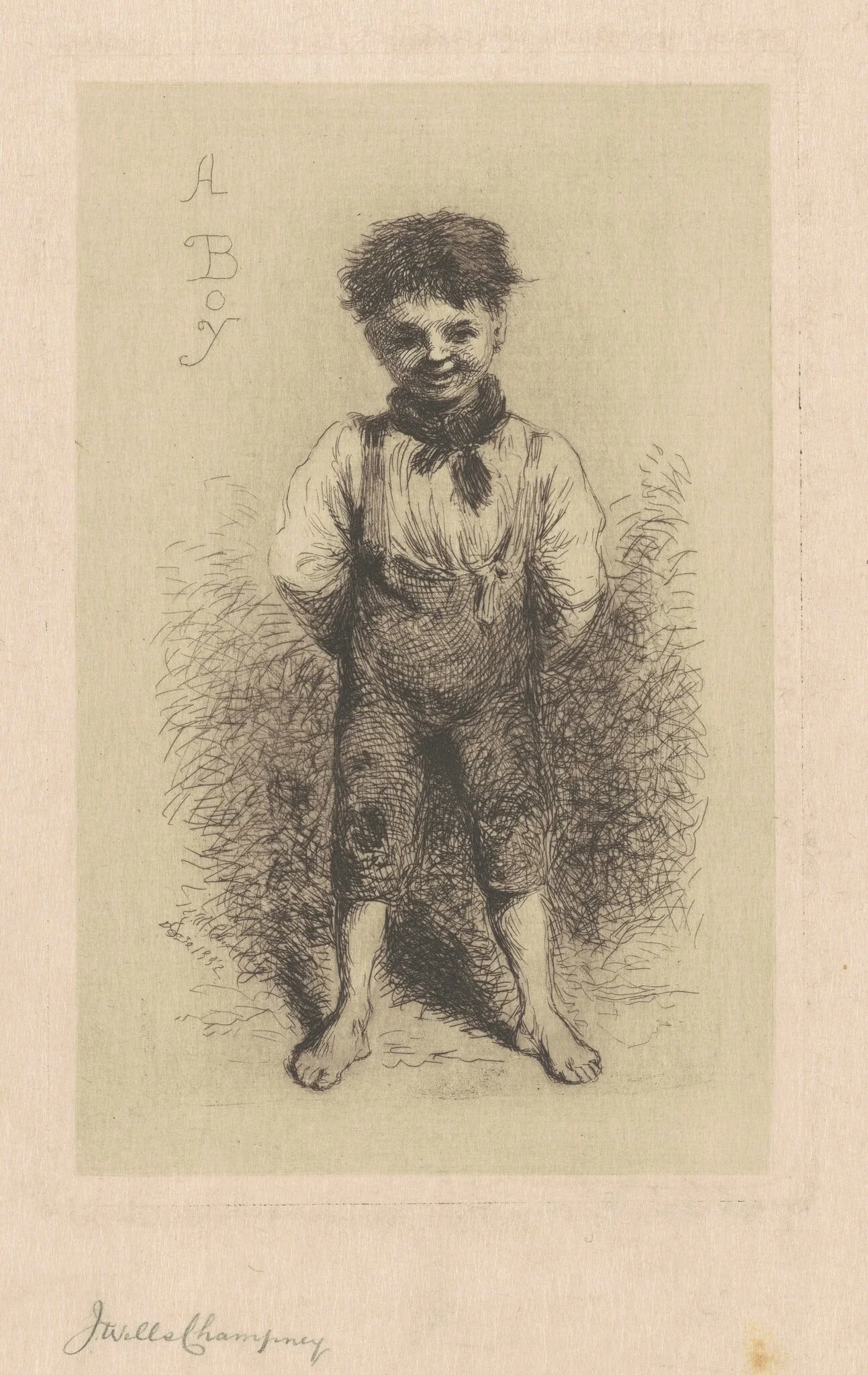 A Boy, by James Wells Champney, ink, 1882