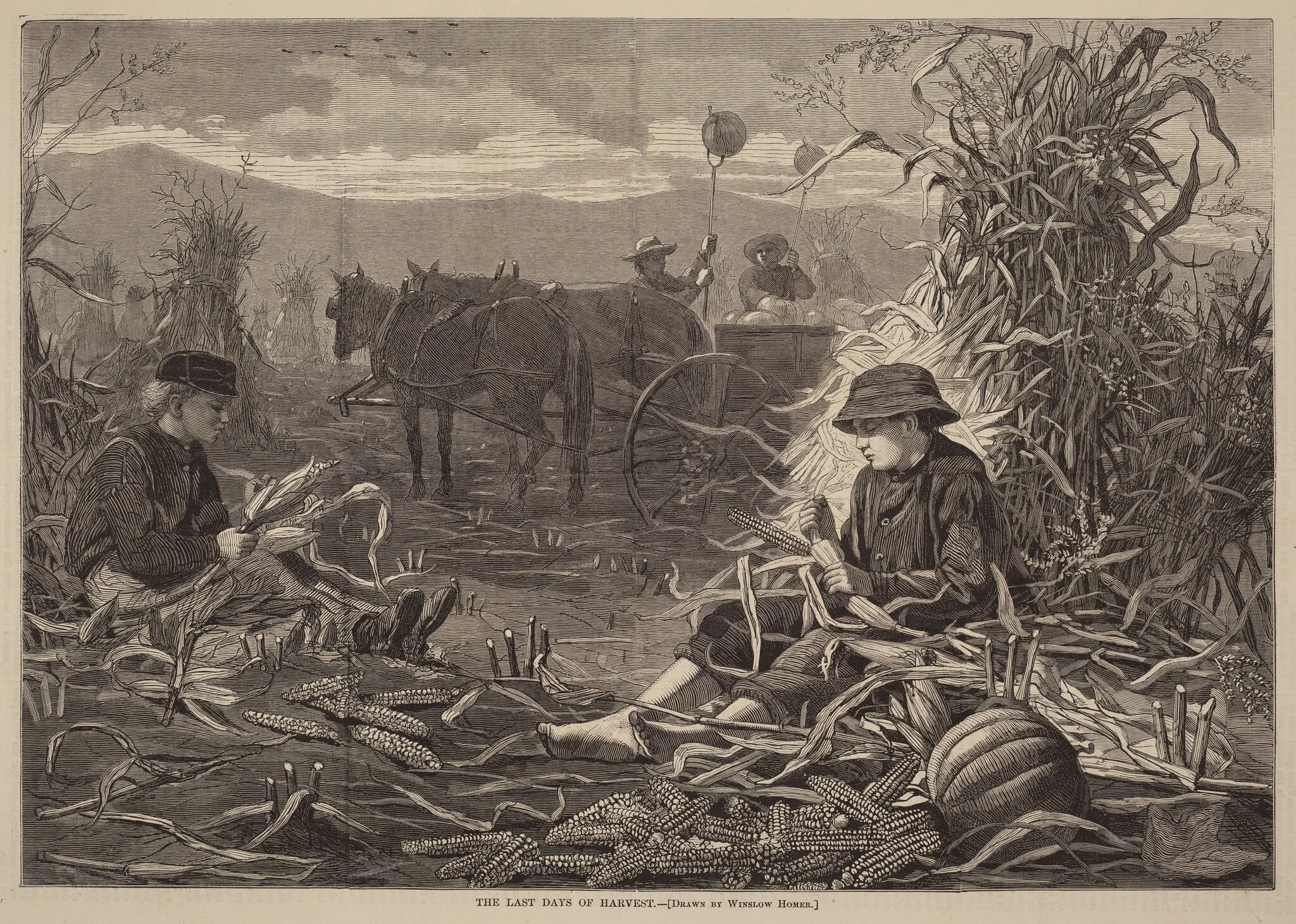 The Last Days of Harvest, by American 19th Century, ink, 1873