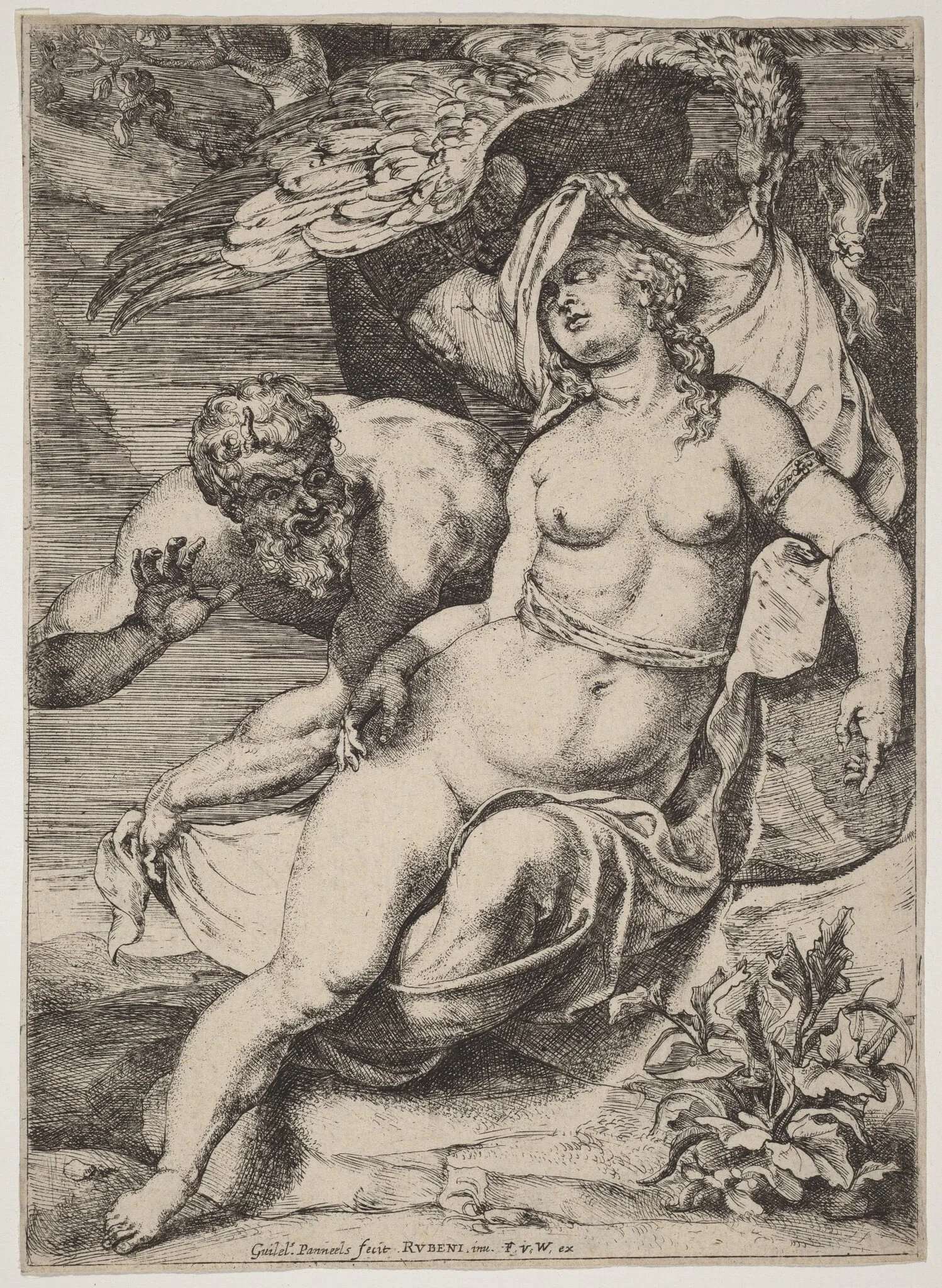 Jupiter and Antiope, by Willem Panneels, ink, 1631