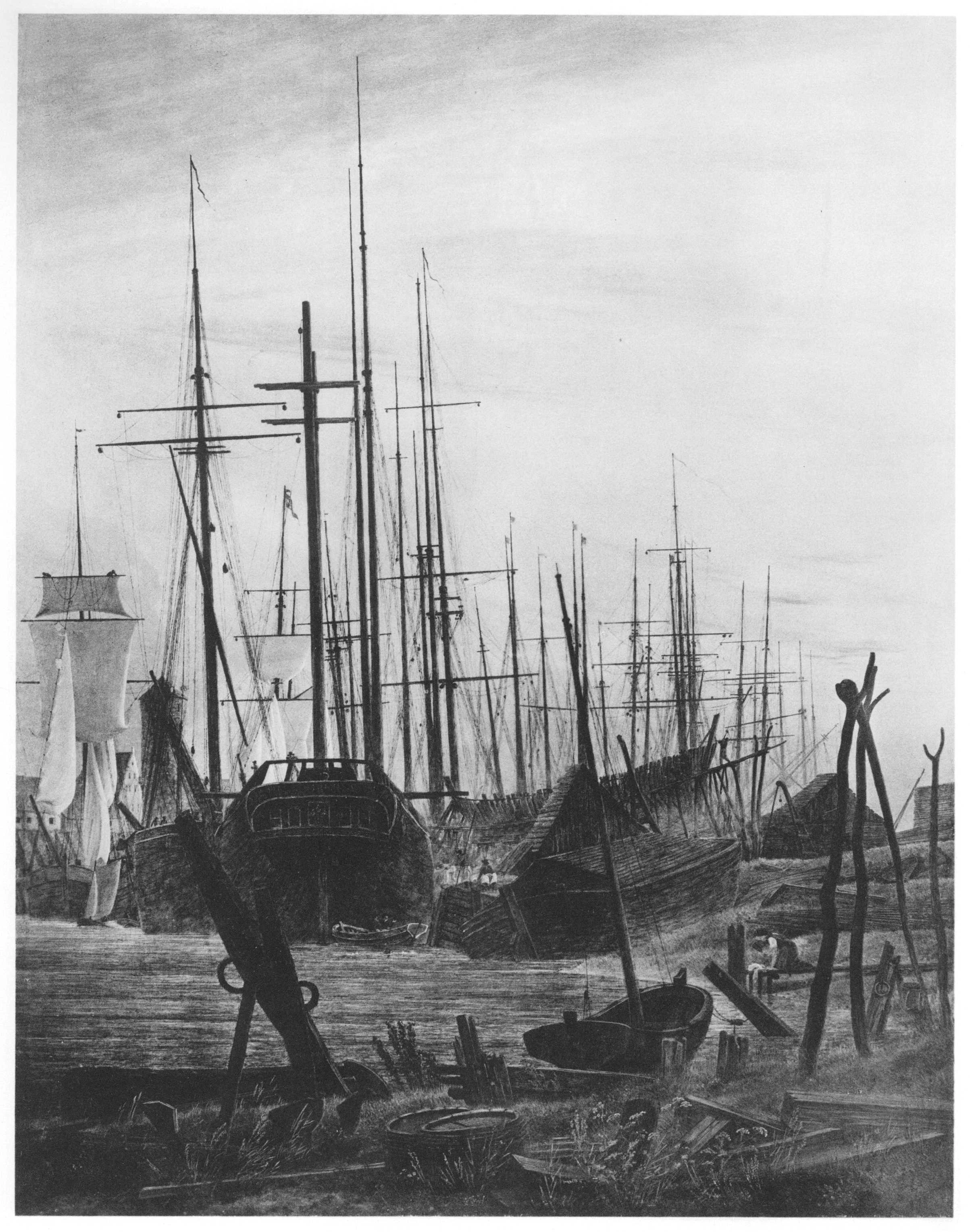 Port of Greifswald, by Caspar David Friedrich, oil, 1810