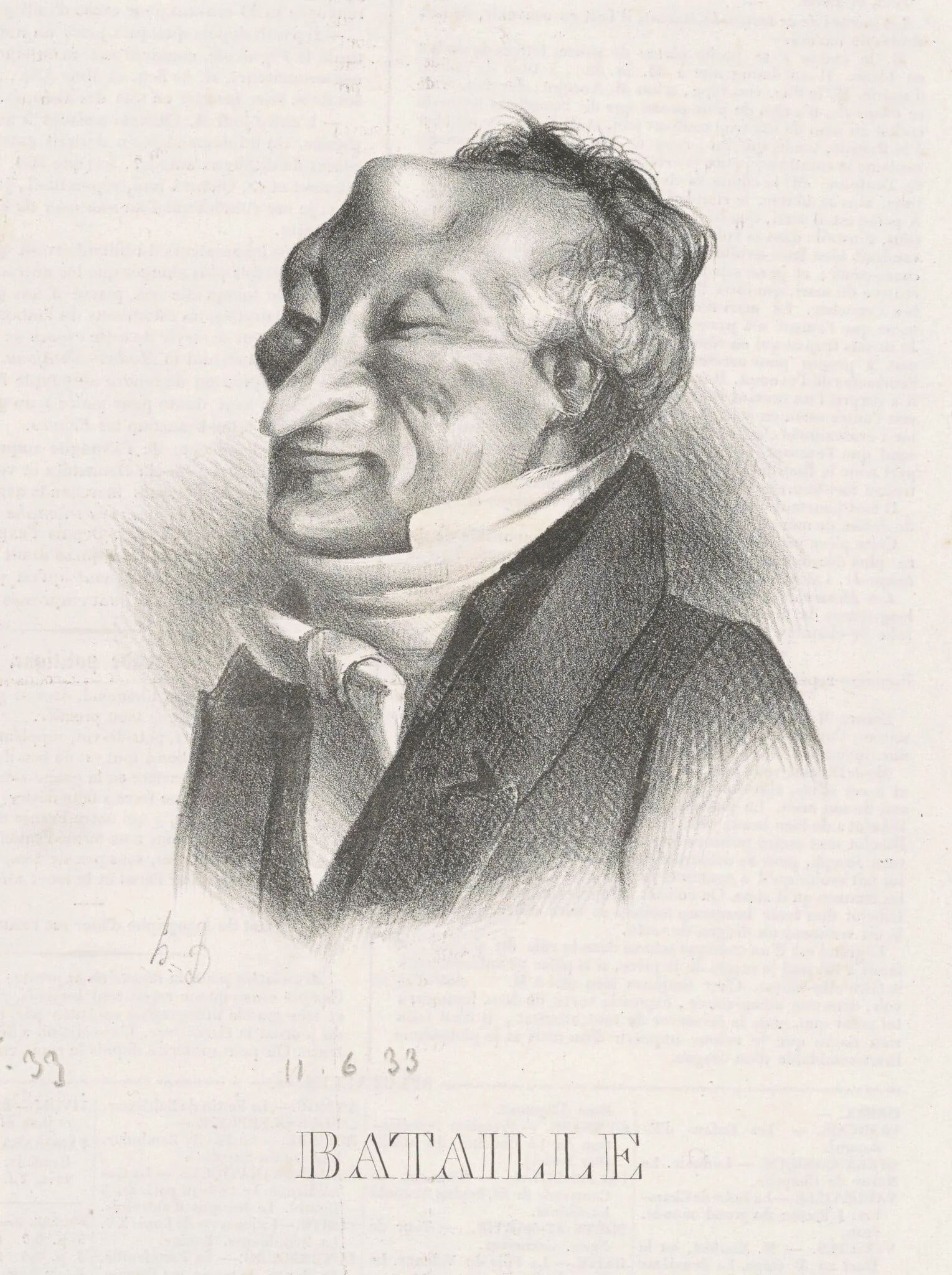 Bataille (Alex. Simon Pataille), by Honoré Daumier, ink, 1833