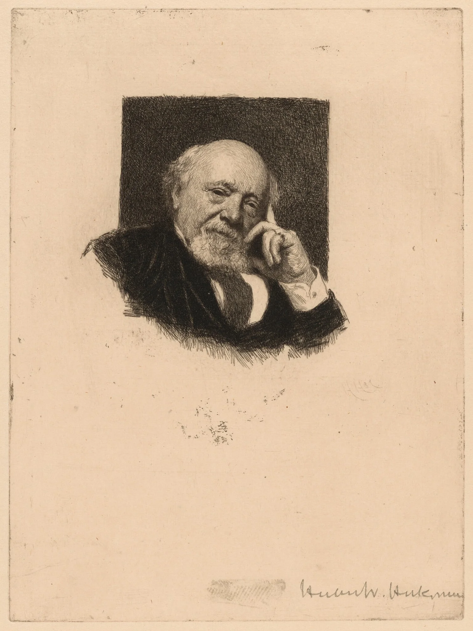 Portrait of a Man, by Hubert von Herkomer, ink, 1881