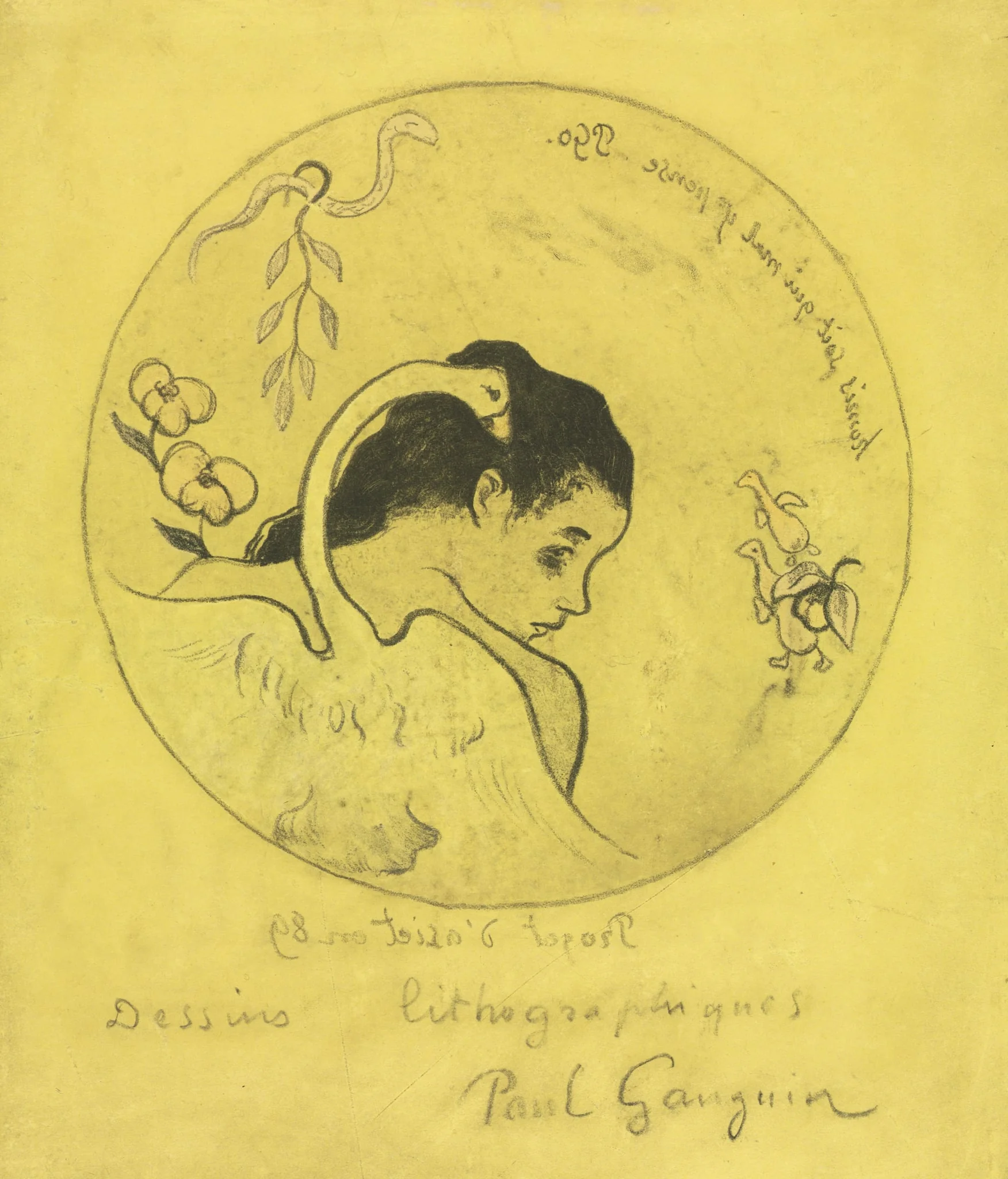Volpini Suite:  Design for a Plate:  Leda and the Swan (Projet d'Assiette: Léda et le Cygne), by Paul Gauguin, 1889