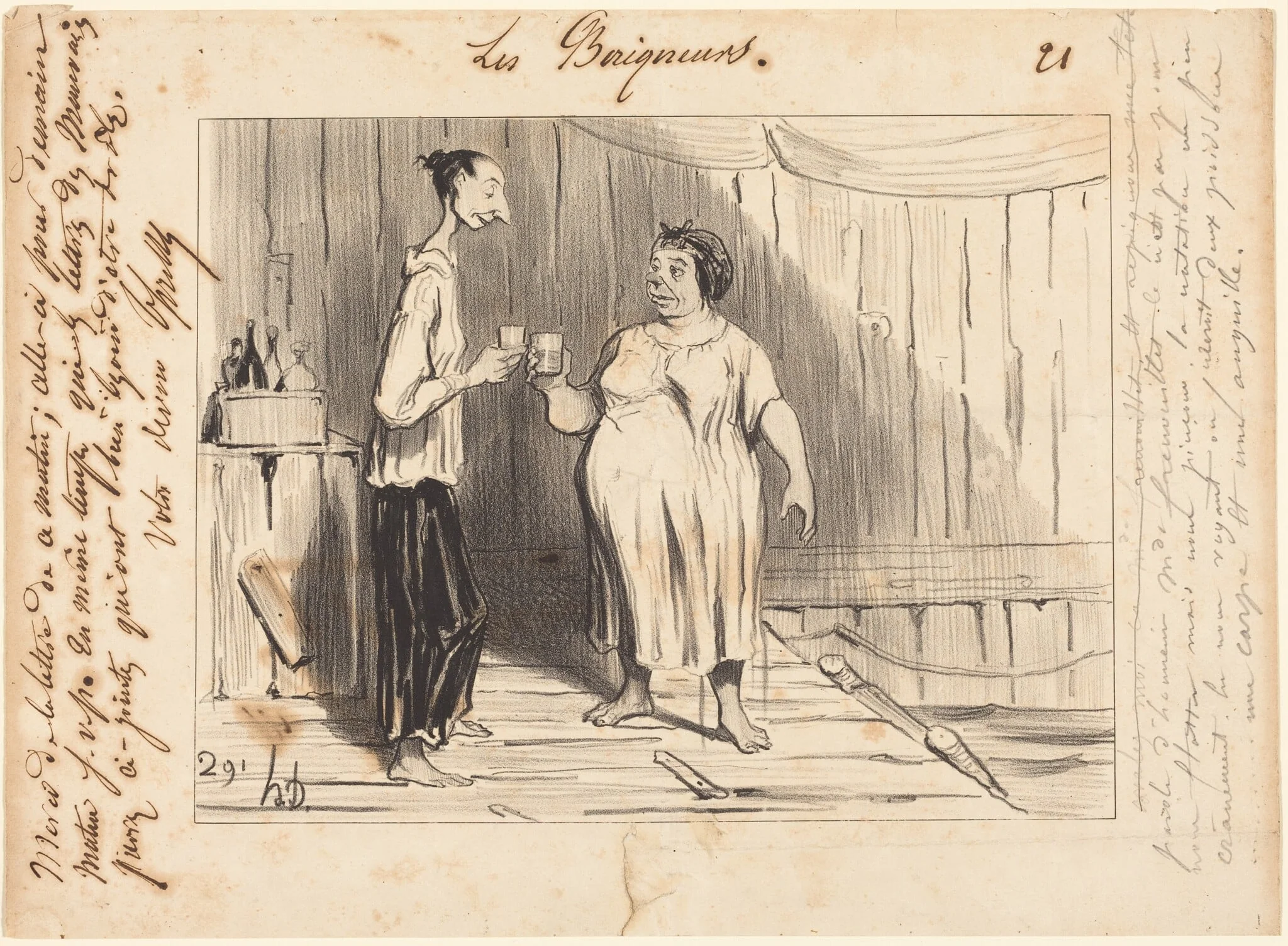 Parole d'honneur Mme. Frenouillet..., by Honoré Daumier, ink, 1841