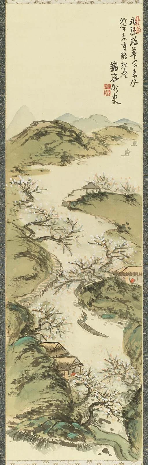 Releasing the Oar in the Plum Valley, by Tomioka Tessai, unspecified, 1887