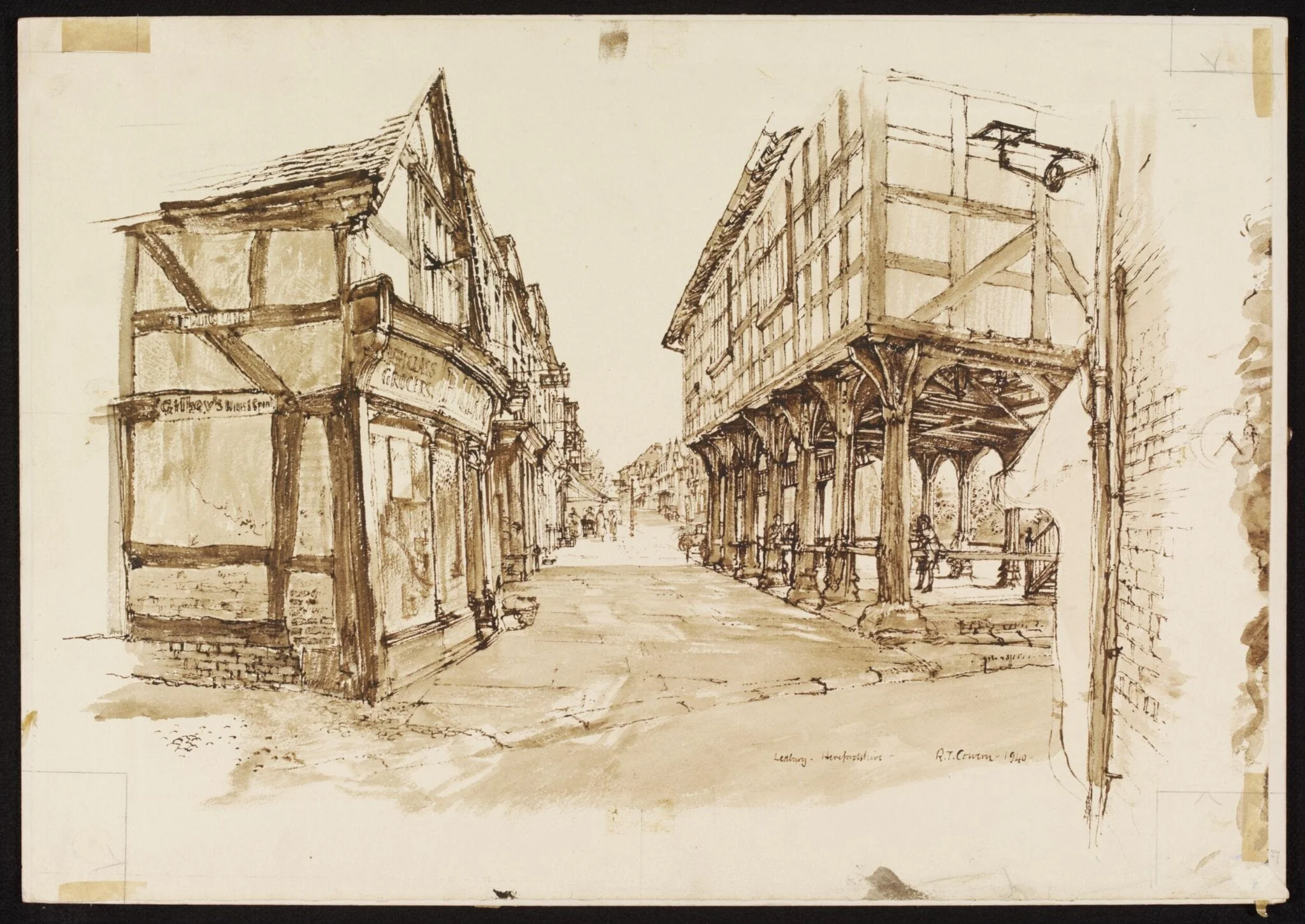 Old Market House, Ledbury, by Cowern, watercolor, 1940