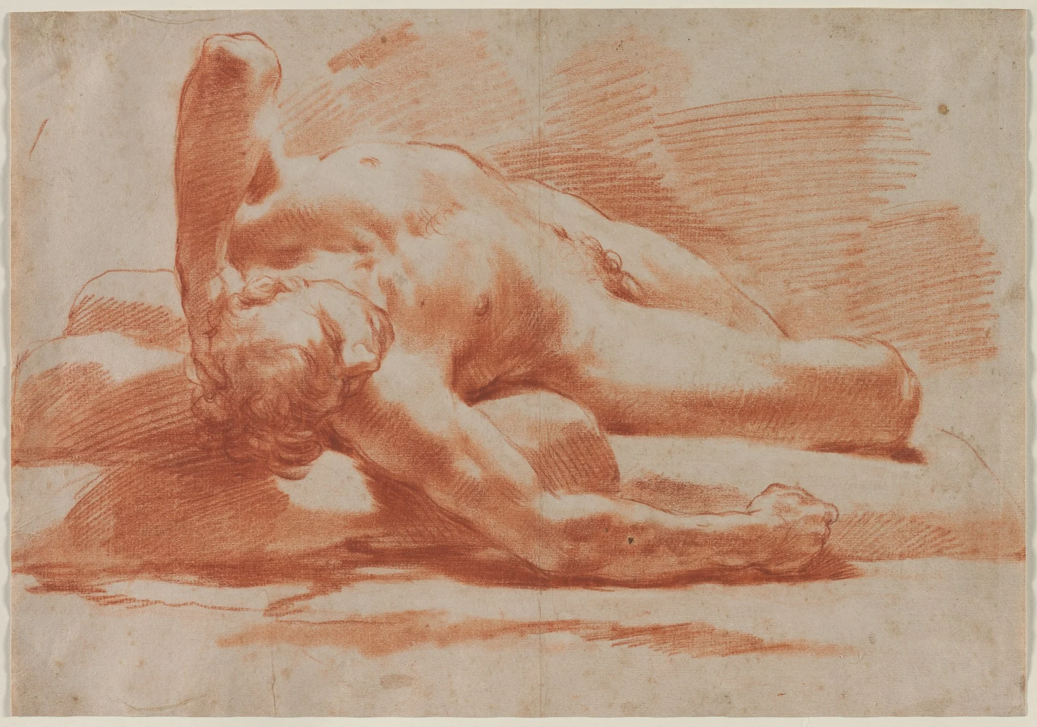 Reclining Male Nude, by Gaetano Gandolfi, 1775