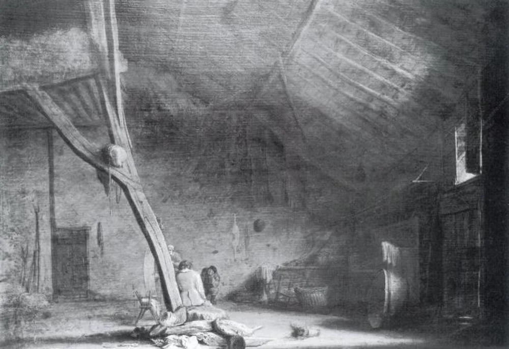 Interior of a Barn, by Herman Saftleven, oil, 1654