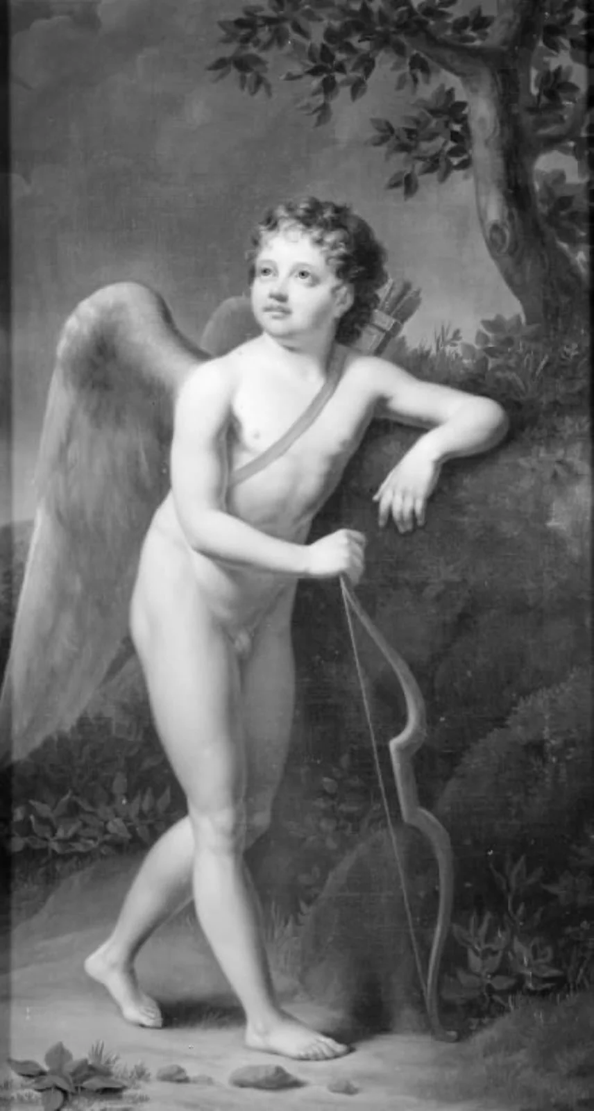 En stående amor i et landskab, by Unknown, 1750