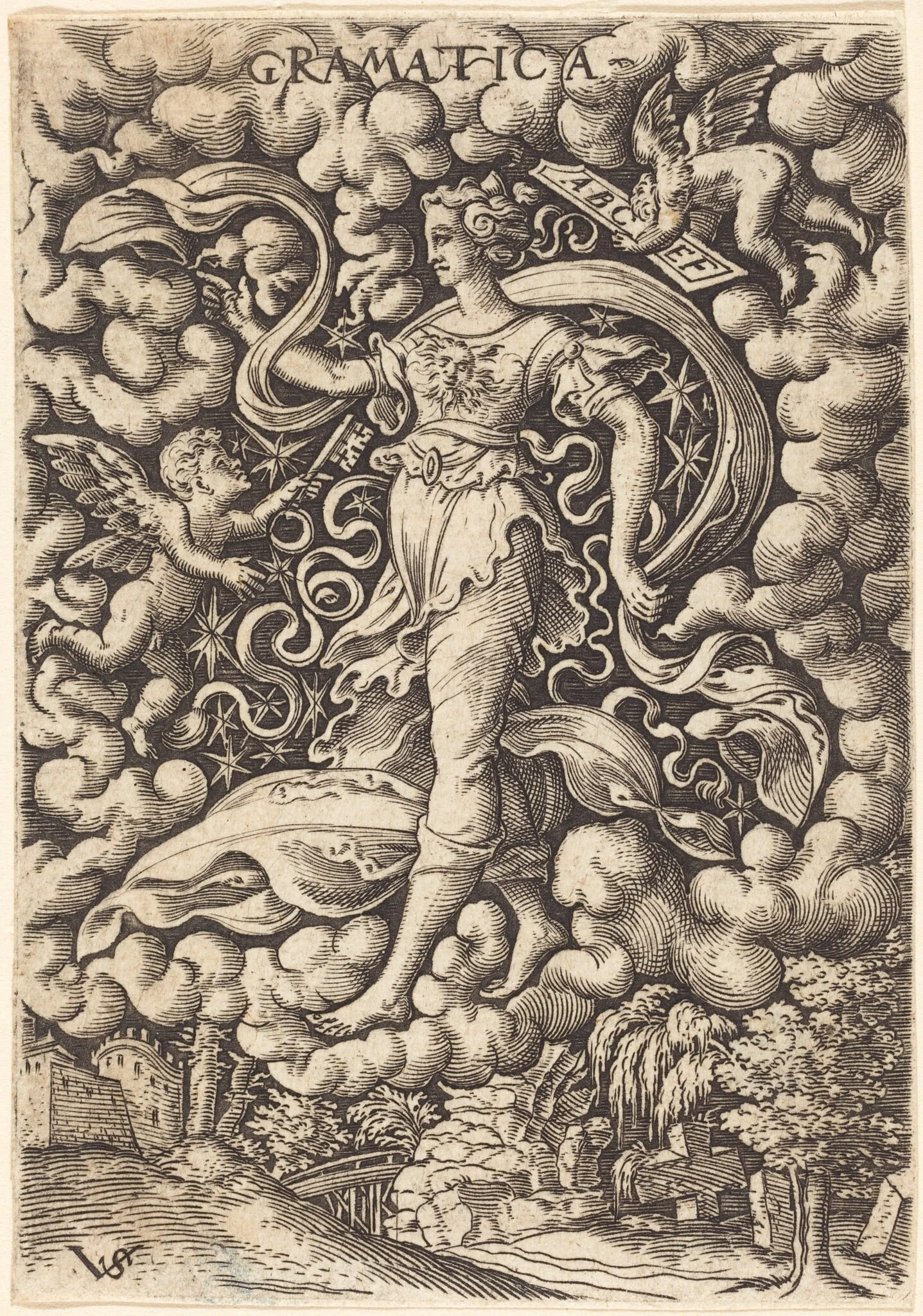 Gramatica (Grammar), by Virgil Solis, ink, 1538