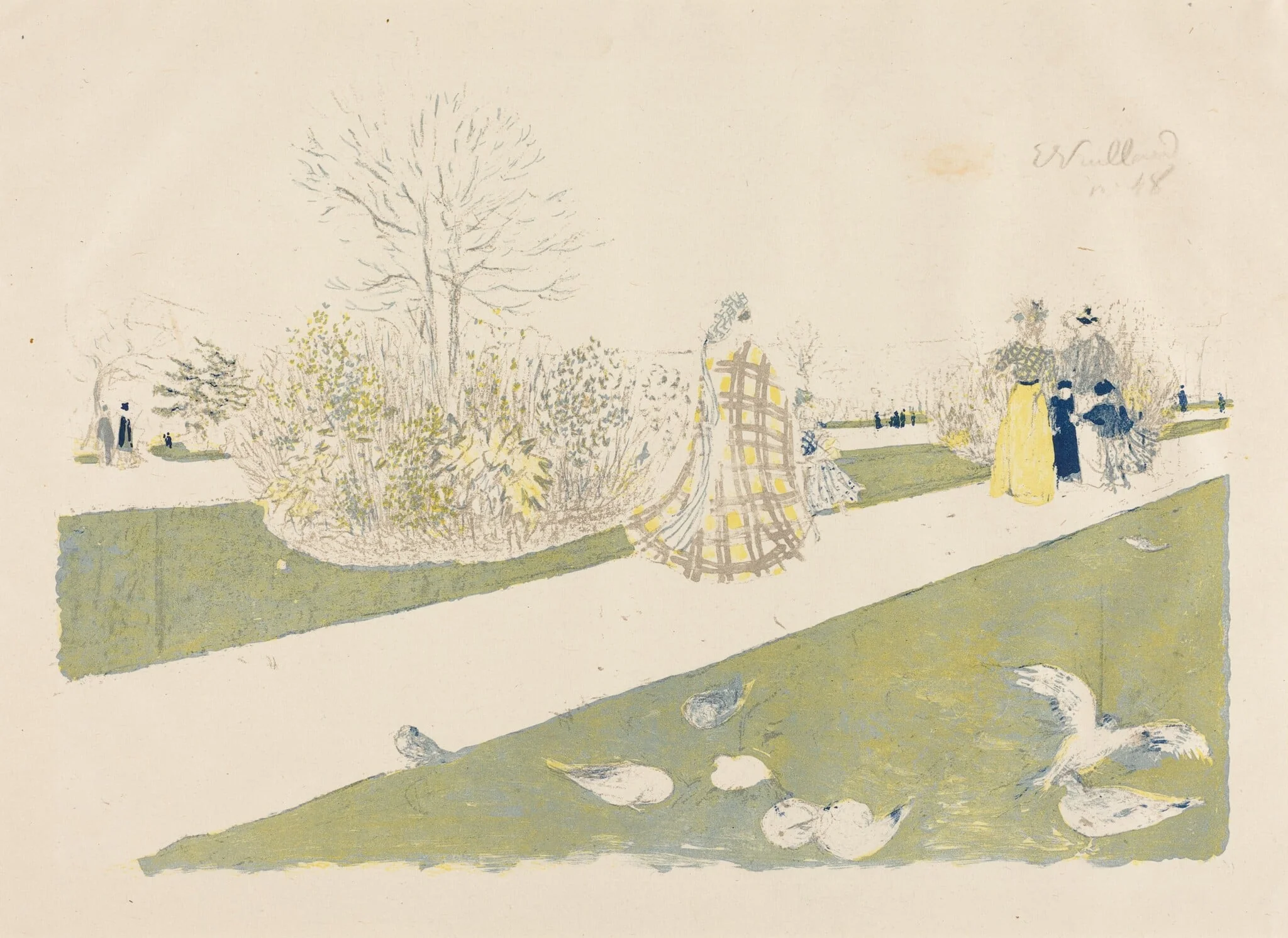 The Tuileries Garden (Le jardin des Tuileries), by Édouard Vuillard, ink, 1896