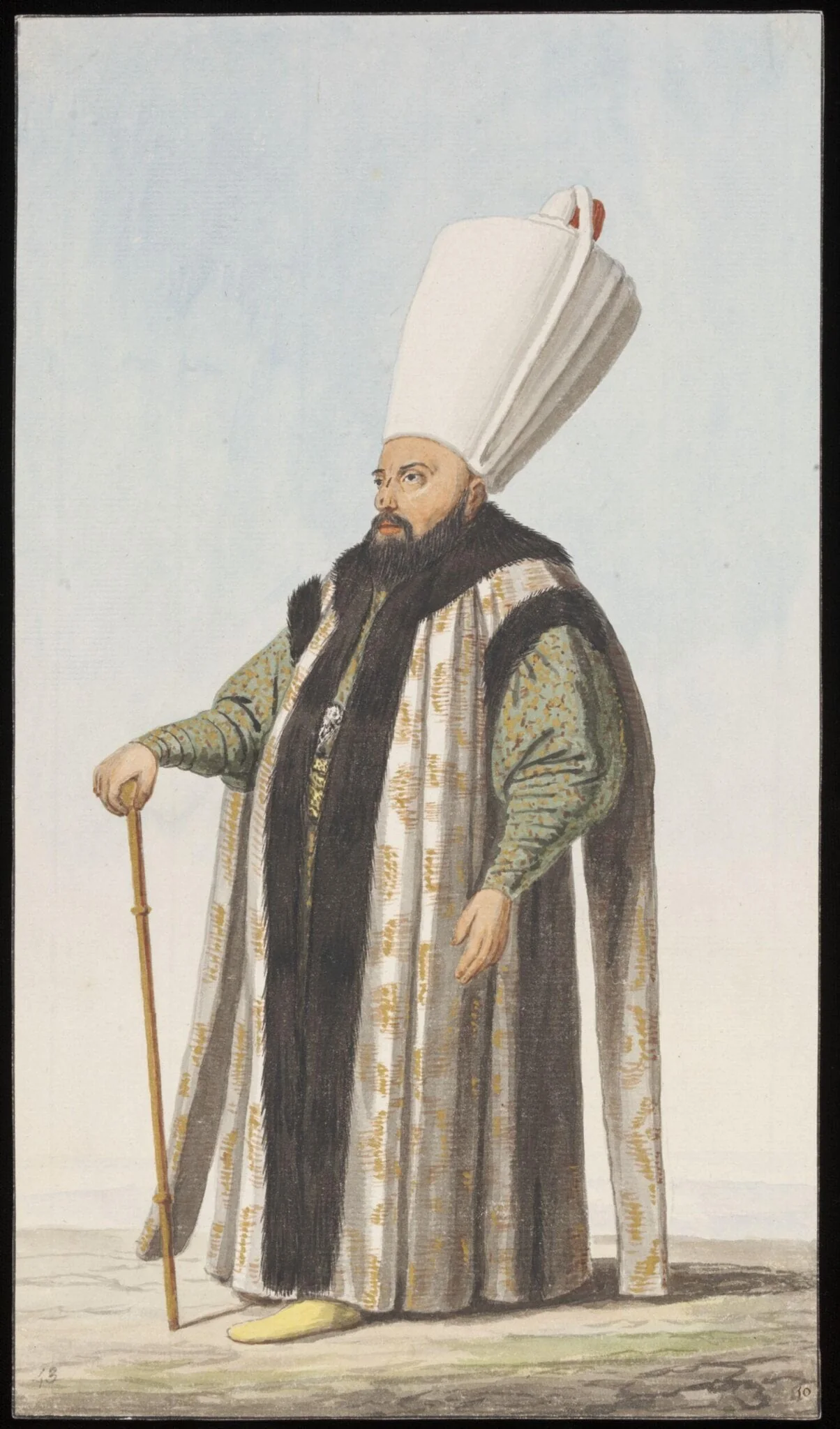 An Ottoman official, possibly a Miri Alem, or leader of troops, by Anonymous Greek artist, watercolor, 1809