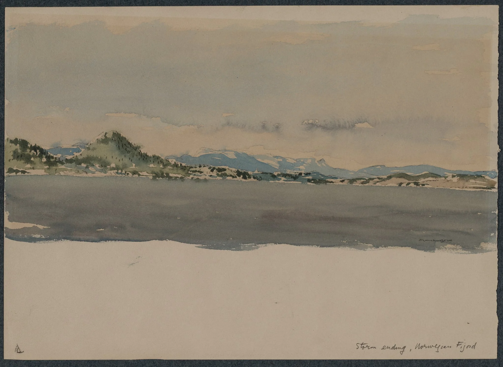 Storm Ending, Norwegian Fijord, by Muirhead Bone, 1922