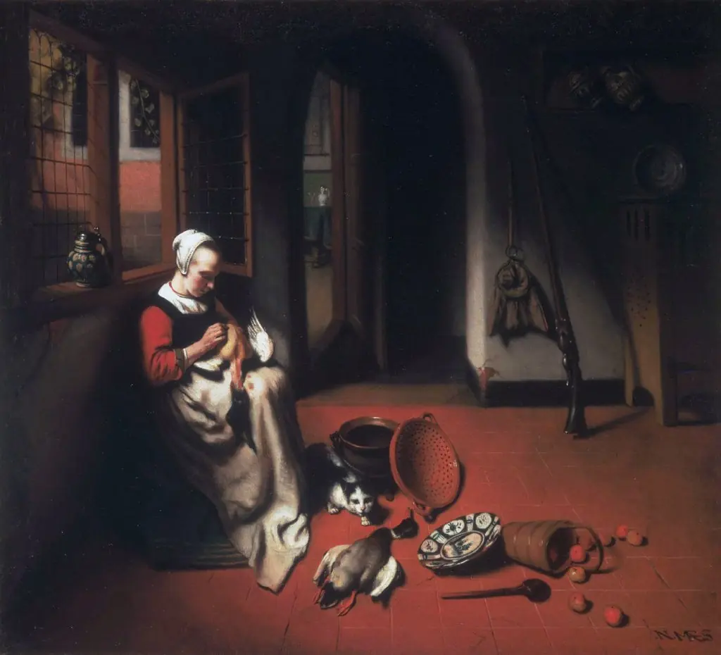 Woman Plucking a Duck
