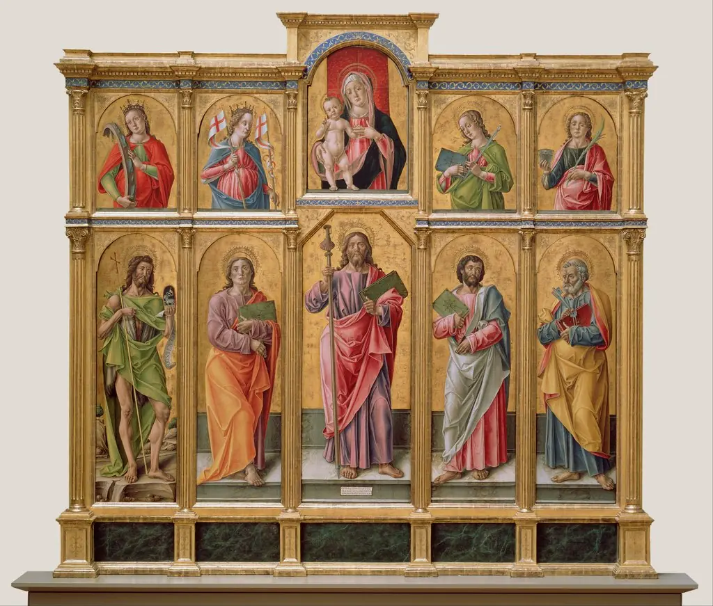 Polyptych with Saint James Major, Madonna and Child, and Saints