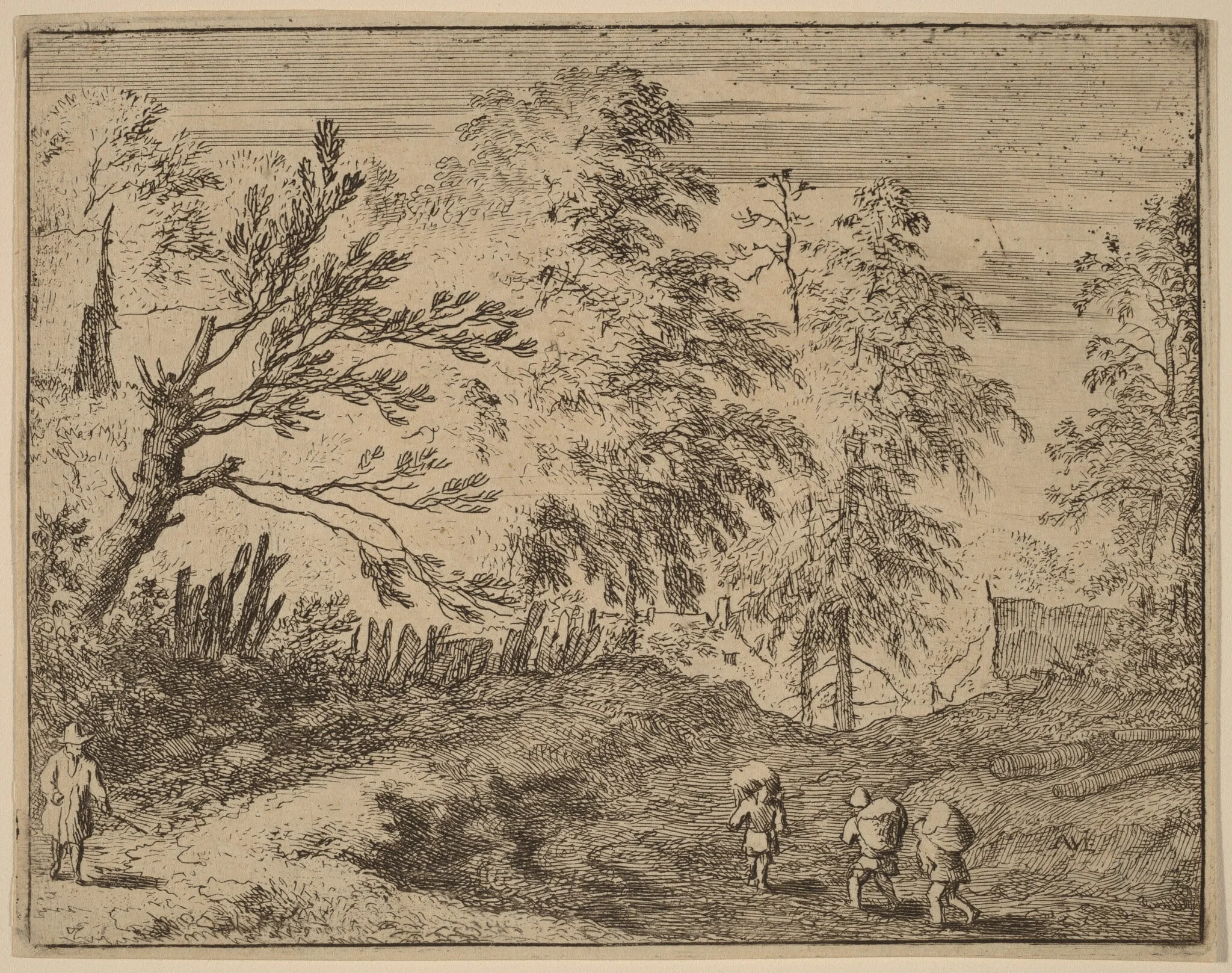 Three Porters, by Allart van Everdingen, ink, 1650