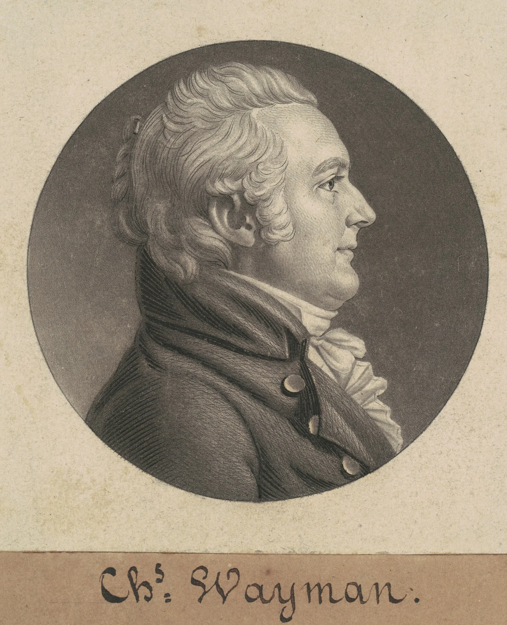 Charles Wayman, by Charles Balthazar Julien Févret de Saint-Mémin, ink, 1806