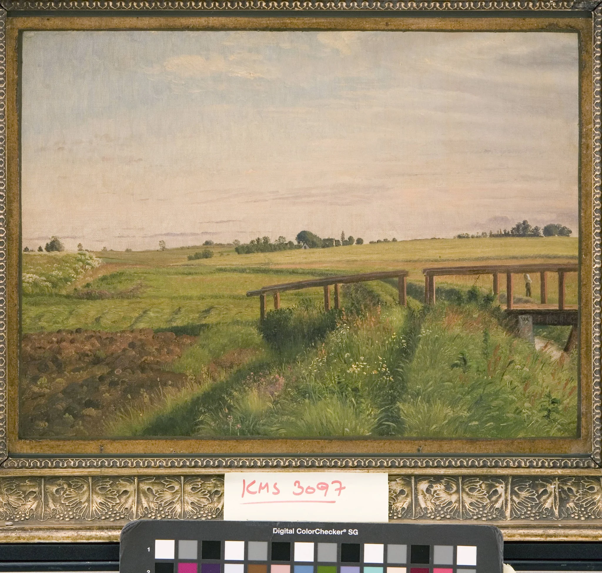 Marklandskab med en bro, by Unknown artist, 1858