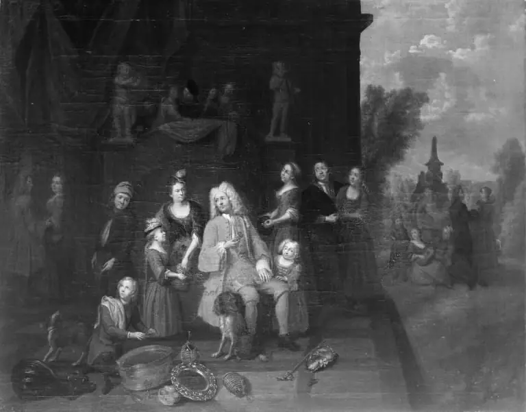 Portrait Group on a Terrace of a Park
