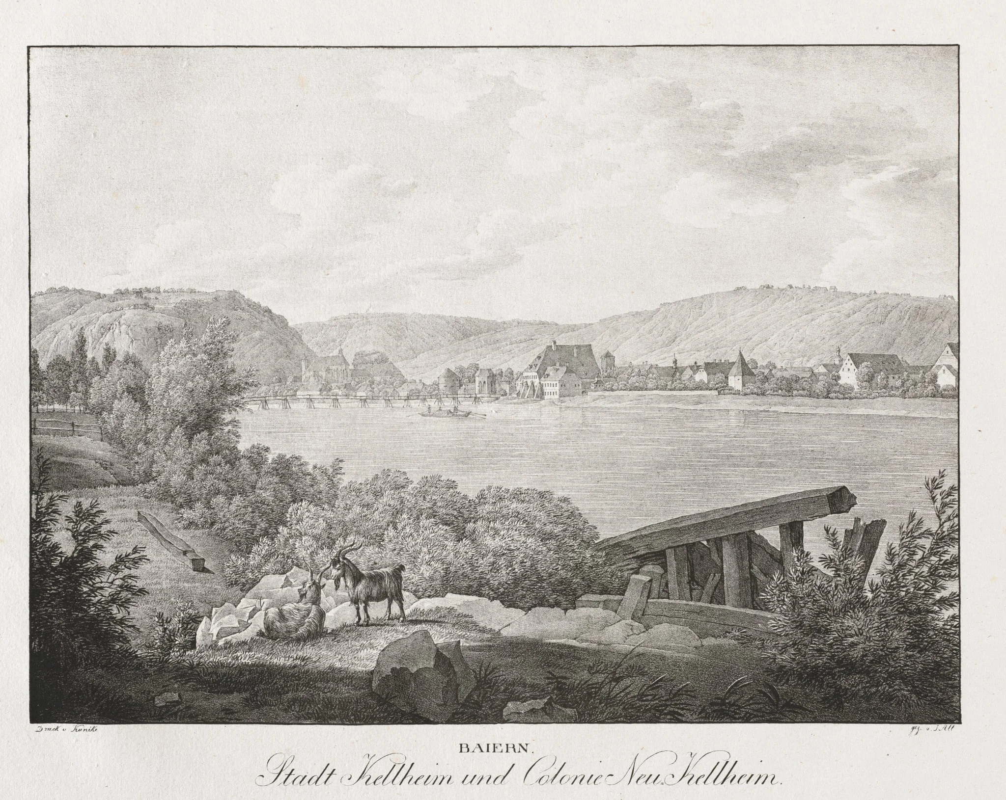 Baiern, Stadt Kellheim und Colonie Neu-Kellheim, by Jakob Alt, 1839