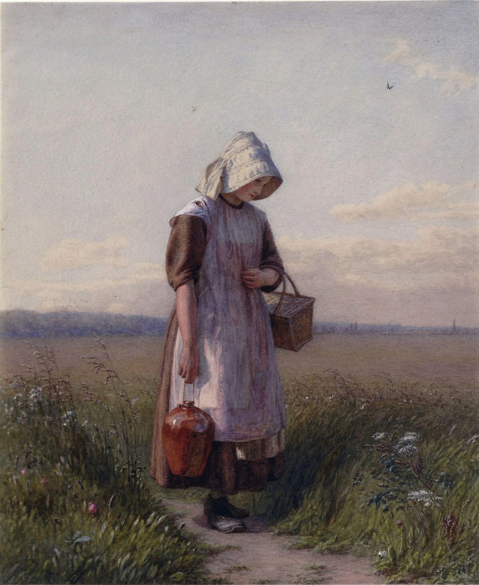 Girl carrying a pitcher