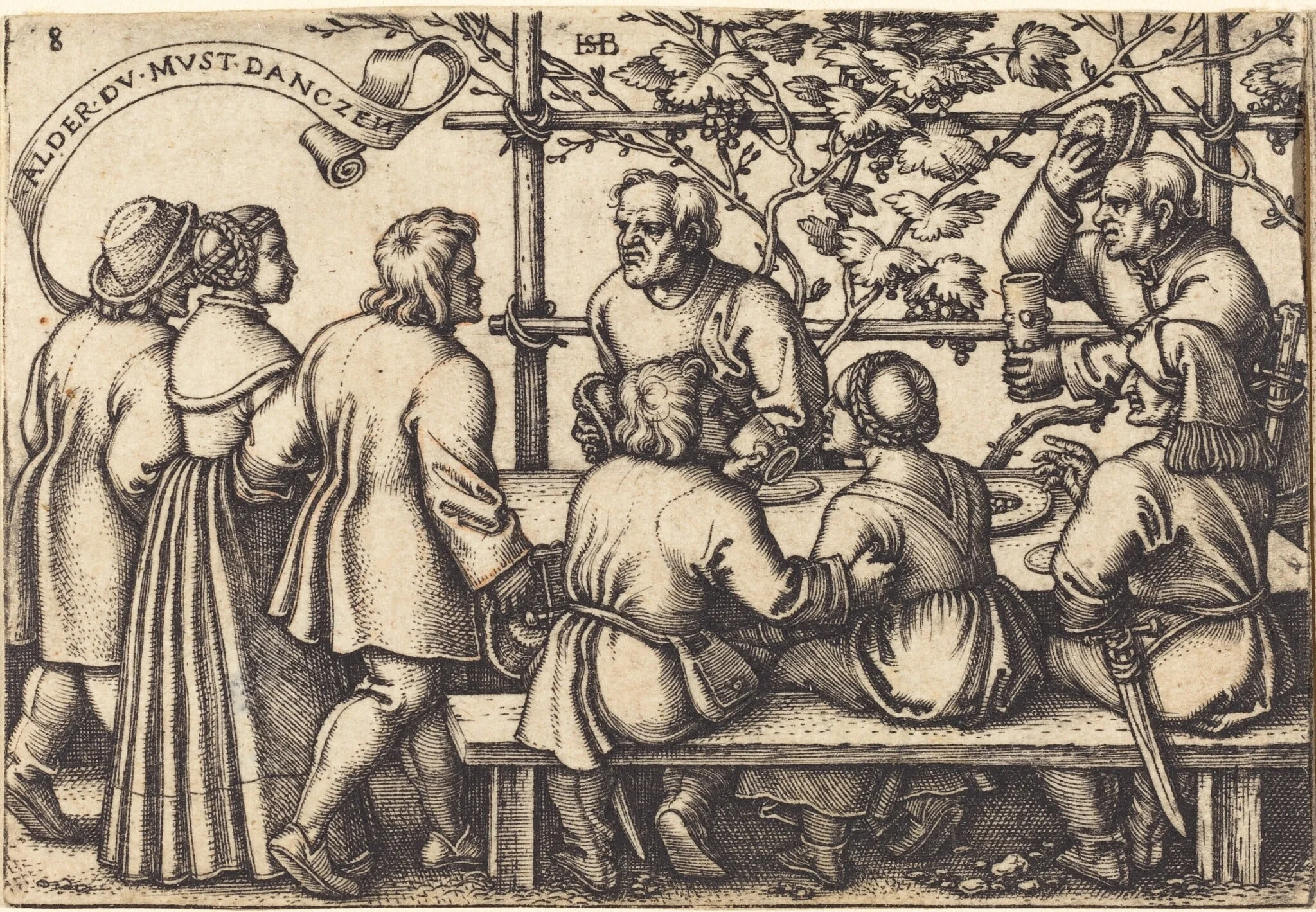 Peasants' Feast, by Sebald Beham, ink, 1546