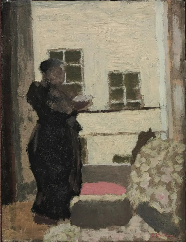 Madame Vuillard Standing, Reading by a Window