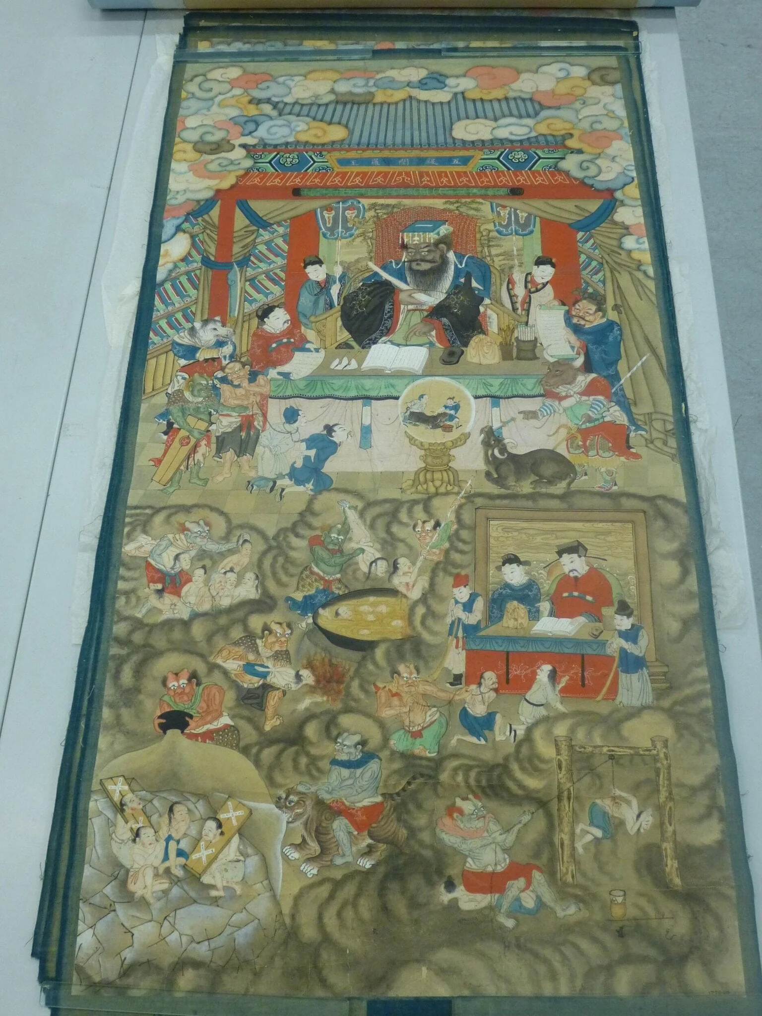 The Ten Kings of Purgatory: King Yama rājā of the Fifth Court, by Unknown, paint, 1800