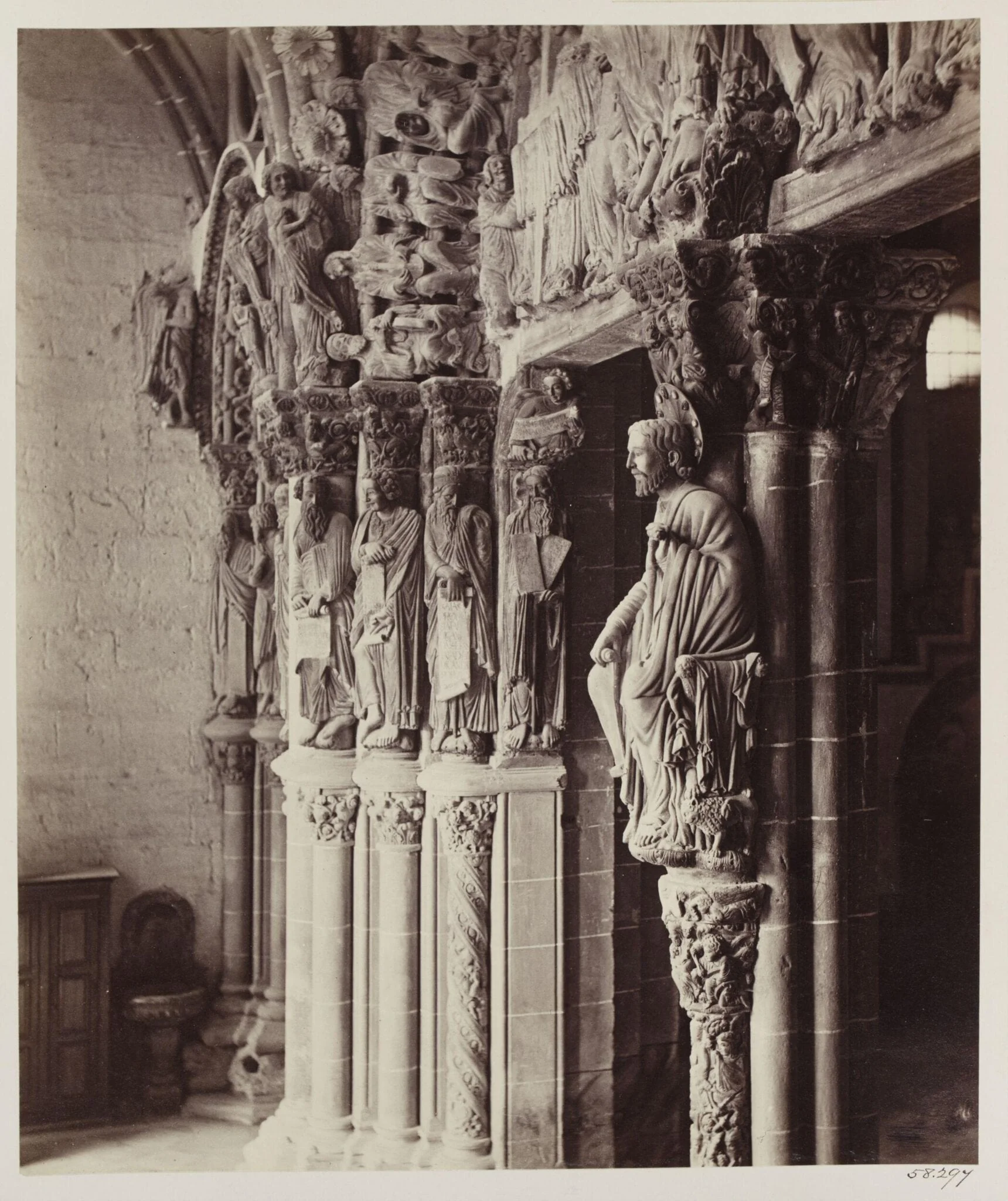 Cathedral, Santiago, Spain, Portico de la Gloria, details of Doorway (No.3), by Charles Thurston Thompson, photographic, 1867