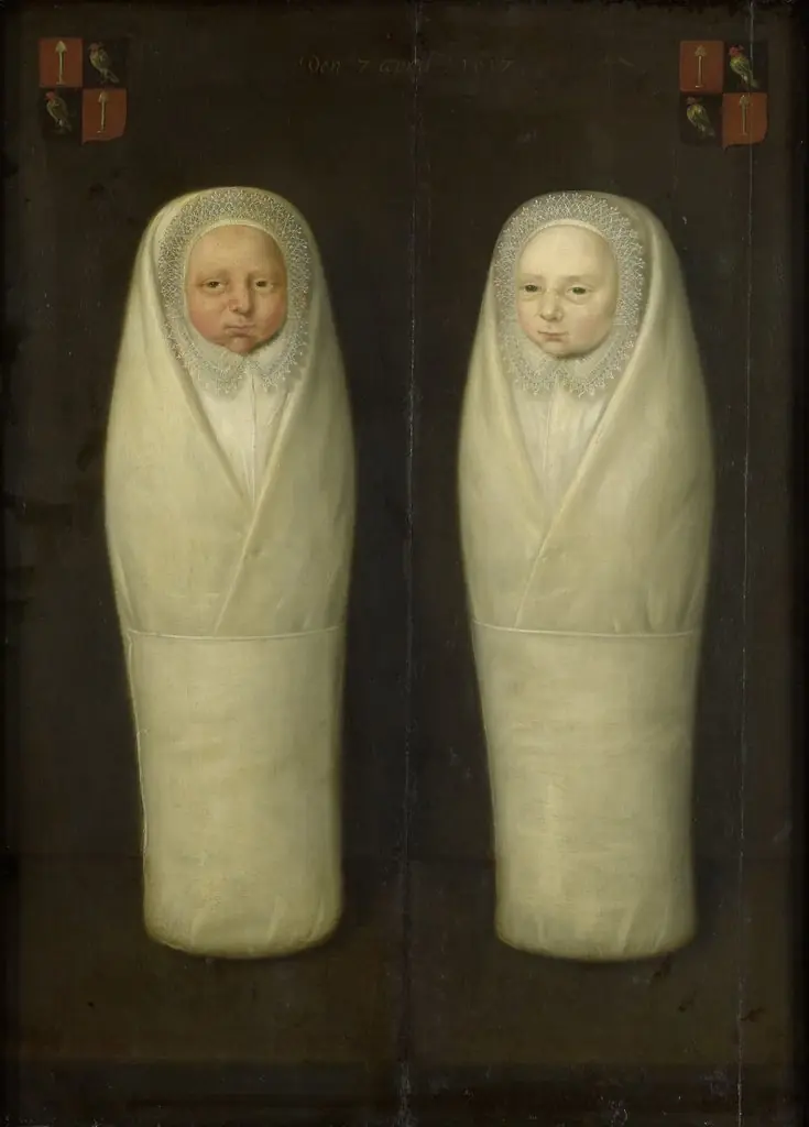 Twins in swaddling clothes: the children of Jacob de Graeff and Aeltge Boelens, who died in infancy