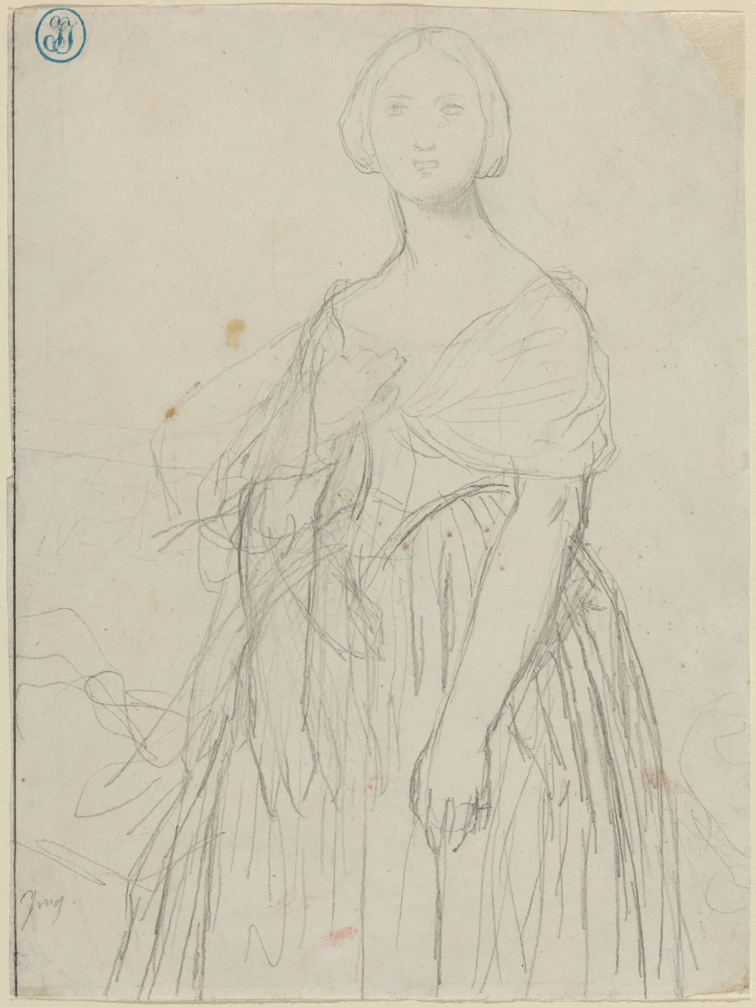Sketch for Madame Moitessier, by Jean Auguste Dominique Ingres, graphite, 1824