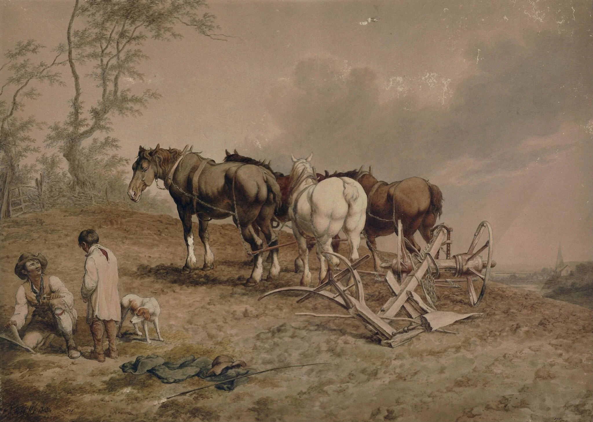 The Broken Plough, by Robert Hills, watercolor, 1804