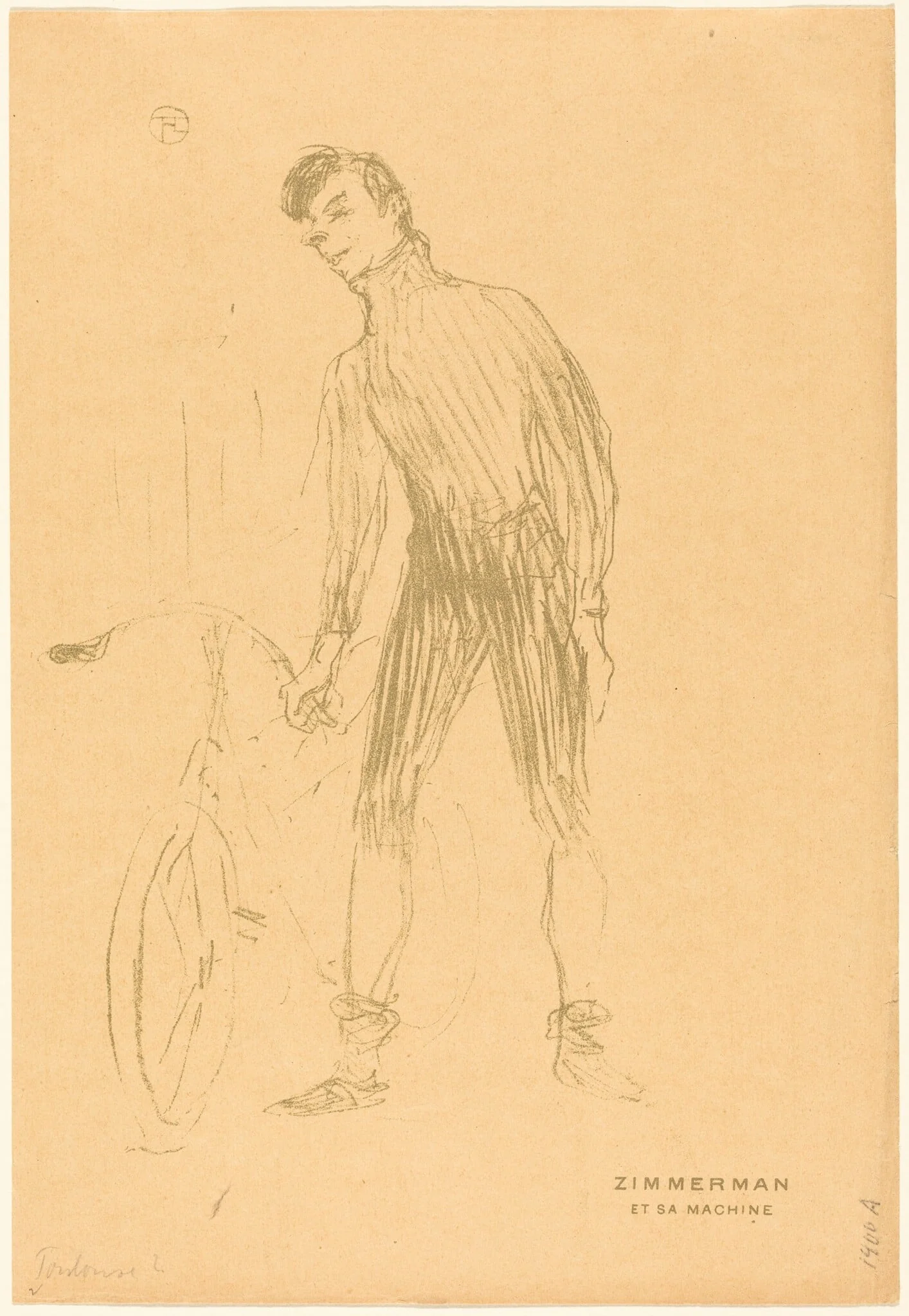 Zimmerman et sa machine (Zimmerman and His Machine), by Henri de Toulouse-Lautrec, ink, 1895