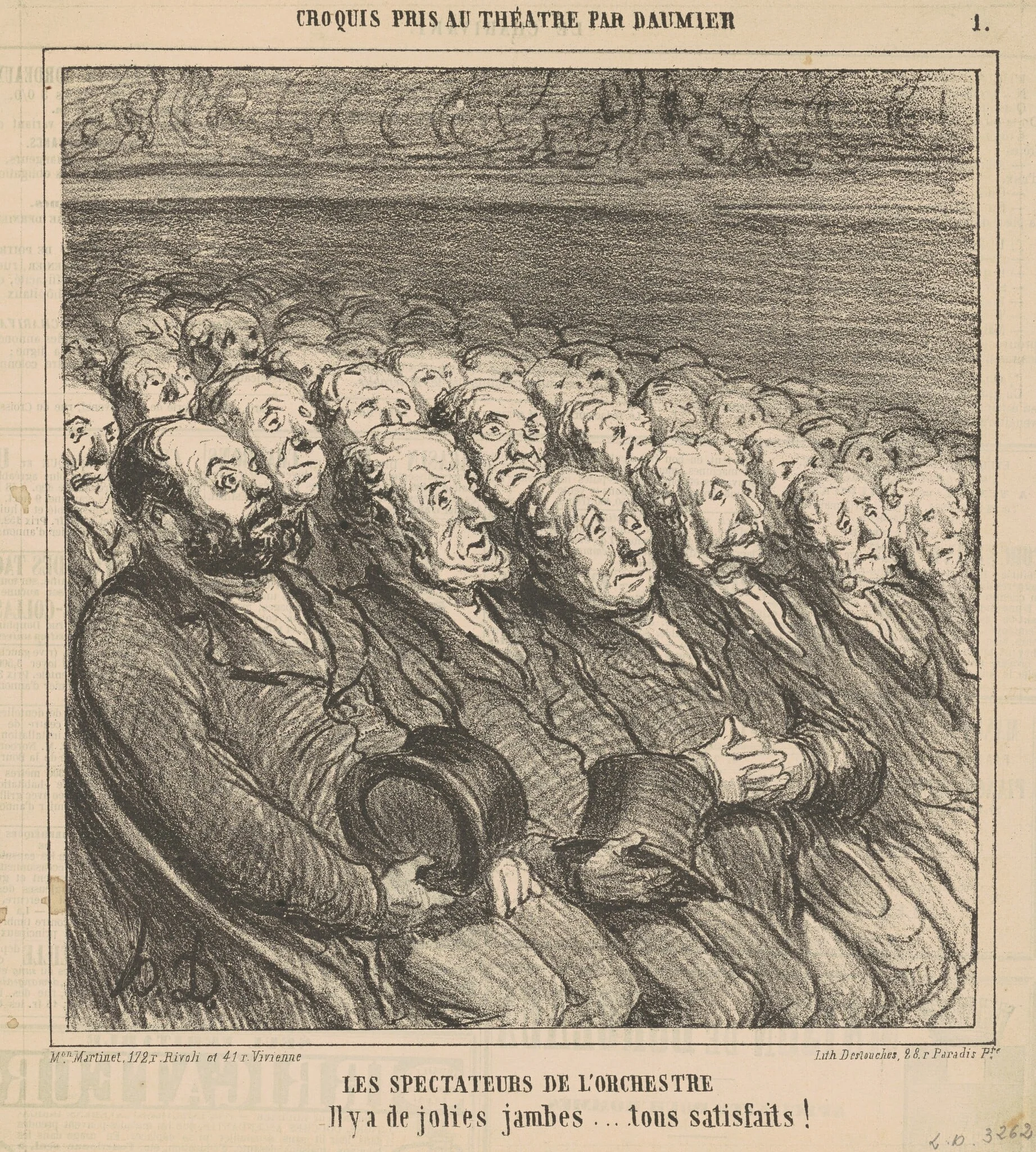 Les spectateurs de l'orchestre, by Honoré Daumier, ink, 1864