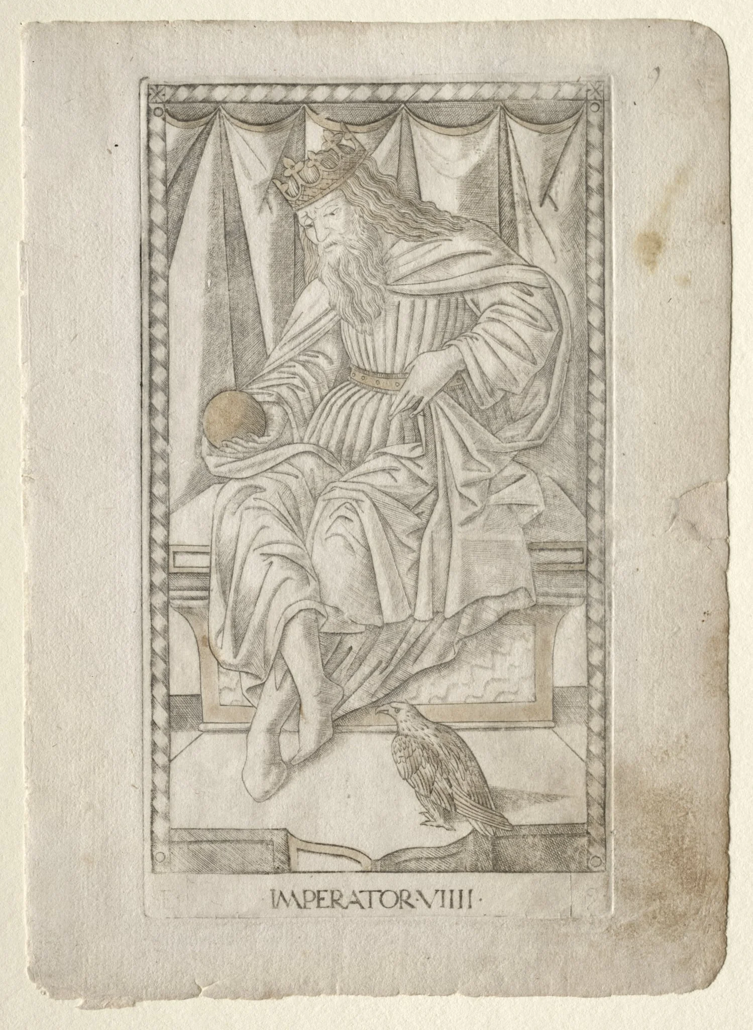 The Emperor (from the Tarocchi, series E: Conditions of Man, #9), by Master of the E-Series Tarocchi, 1467