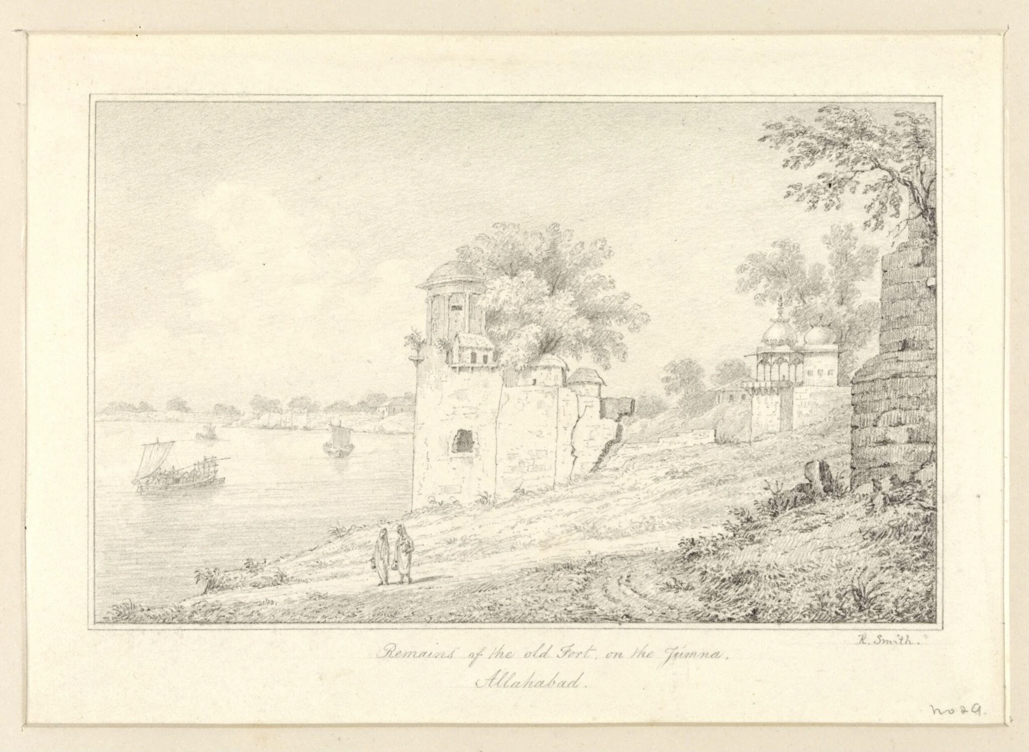 "Remains of the Old Fort of the Jumna, Allahabad"., by Robert Captain Smith, 1830