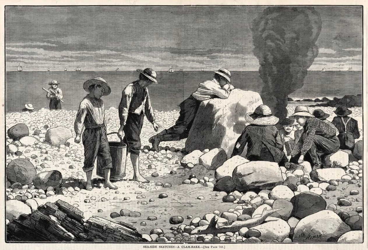 Seaside Sketches - A Clam-Bake, by Winslow Homer, 1873