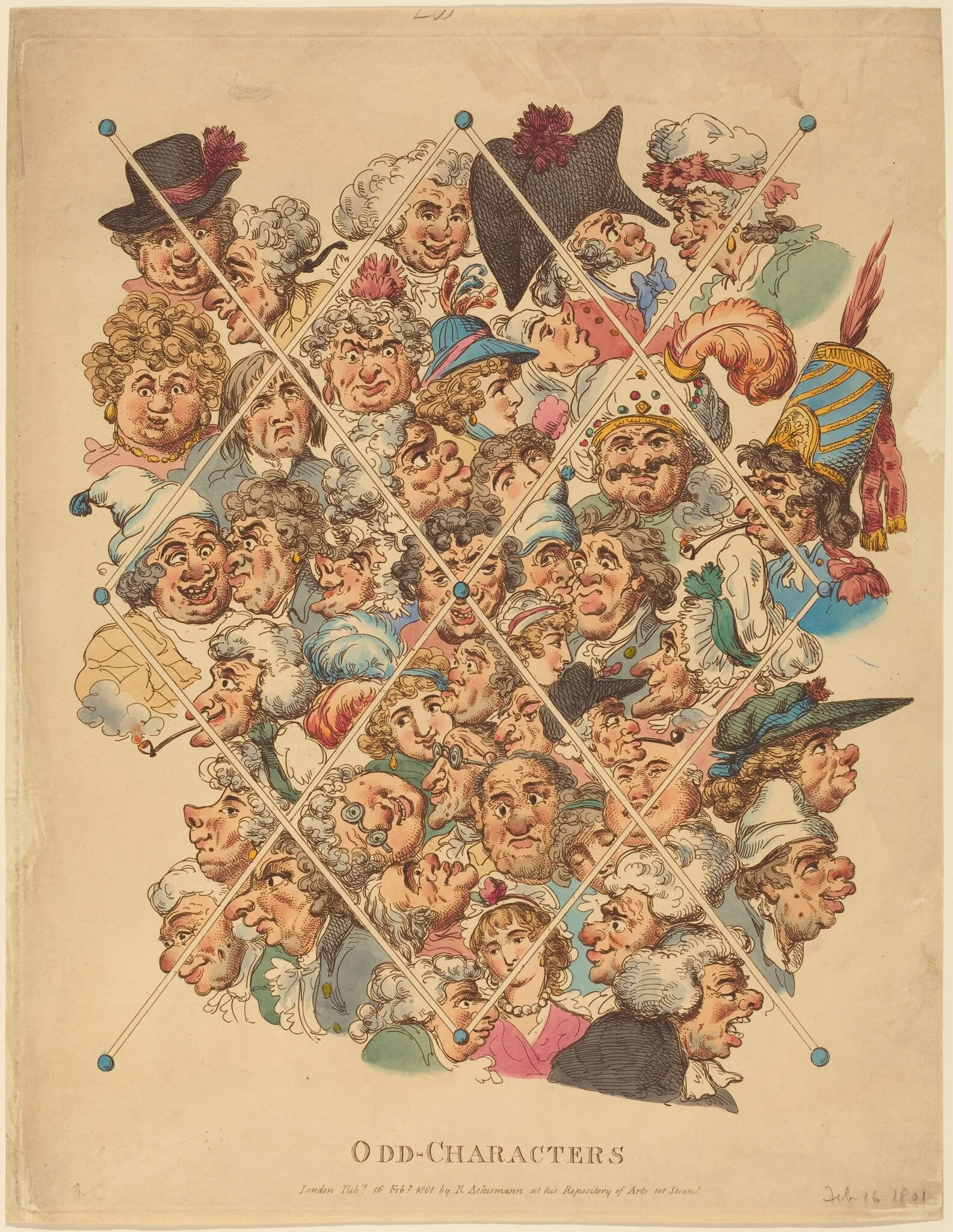 Odd-Characters, by Thomas Rowlandson, ink, 1801
